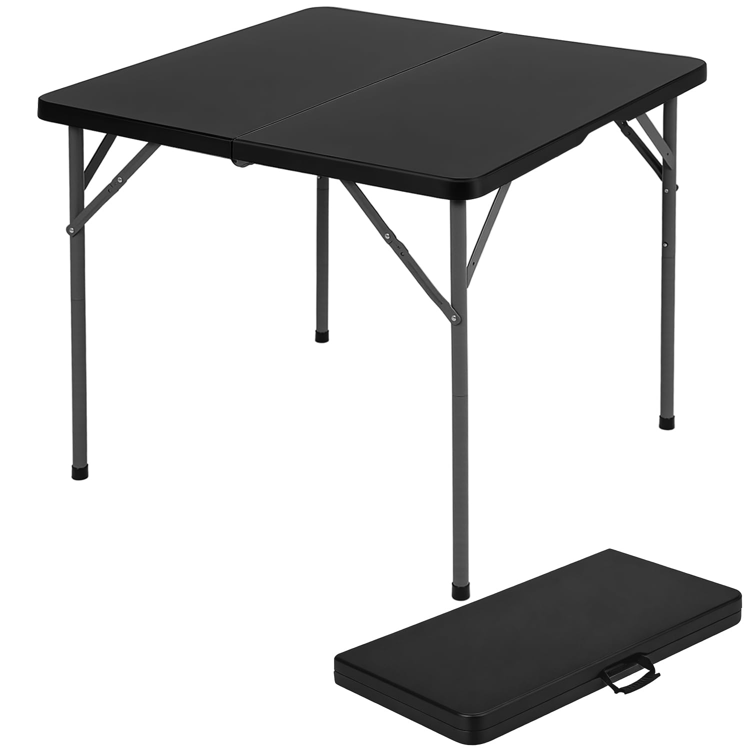 BestOffice Outdoor 6 FT Folding Camping Table Plastic Table Portable Square Height Dining Table Perfect for Picnics, Parties, Party and Camping, Black