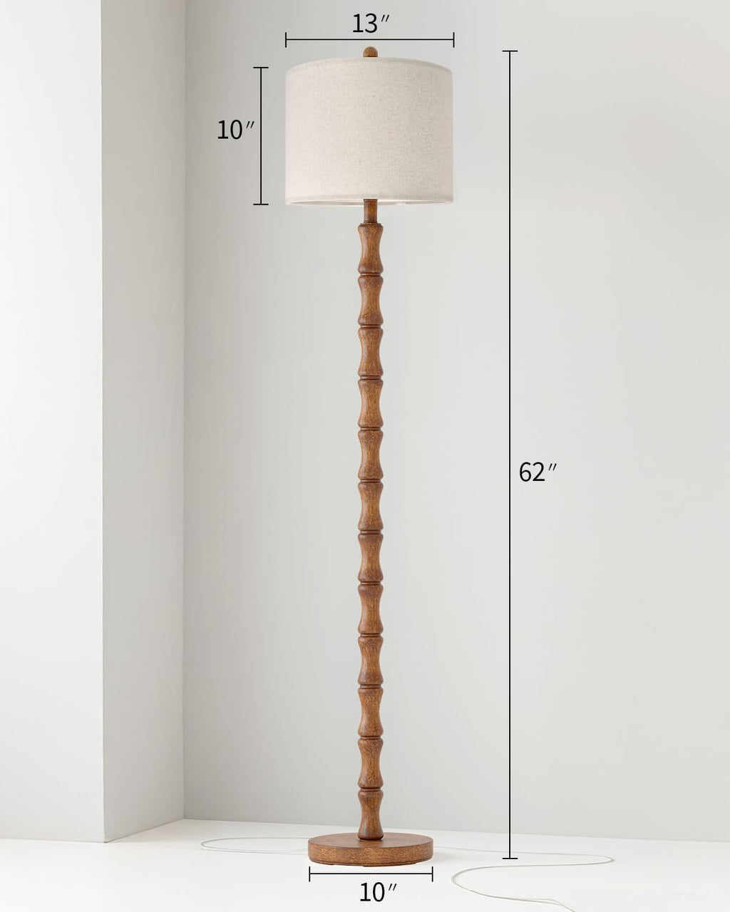 BOBOMOMO 62" Rustic Floor Lamp for Living Room, Retro Farmhouse Floor Lamp Rotary Switch, Resin Standing Lamp for Living Room, Corner, Dining Room, Bedroom, House