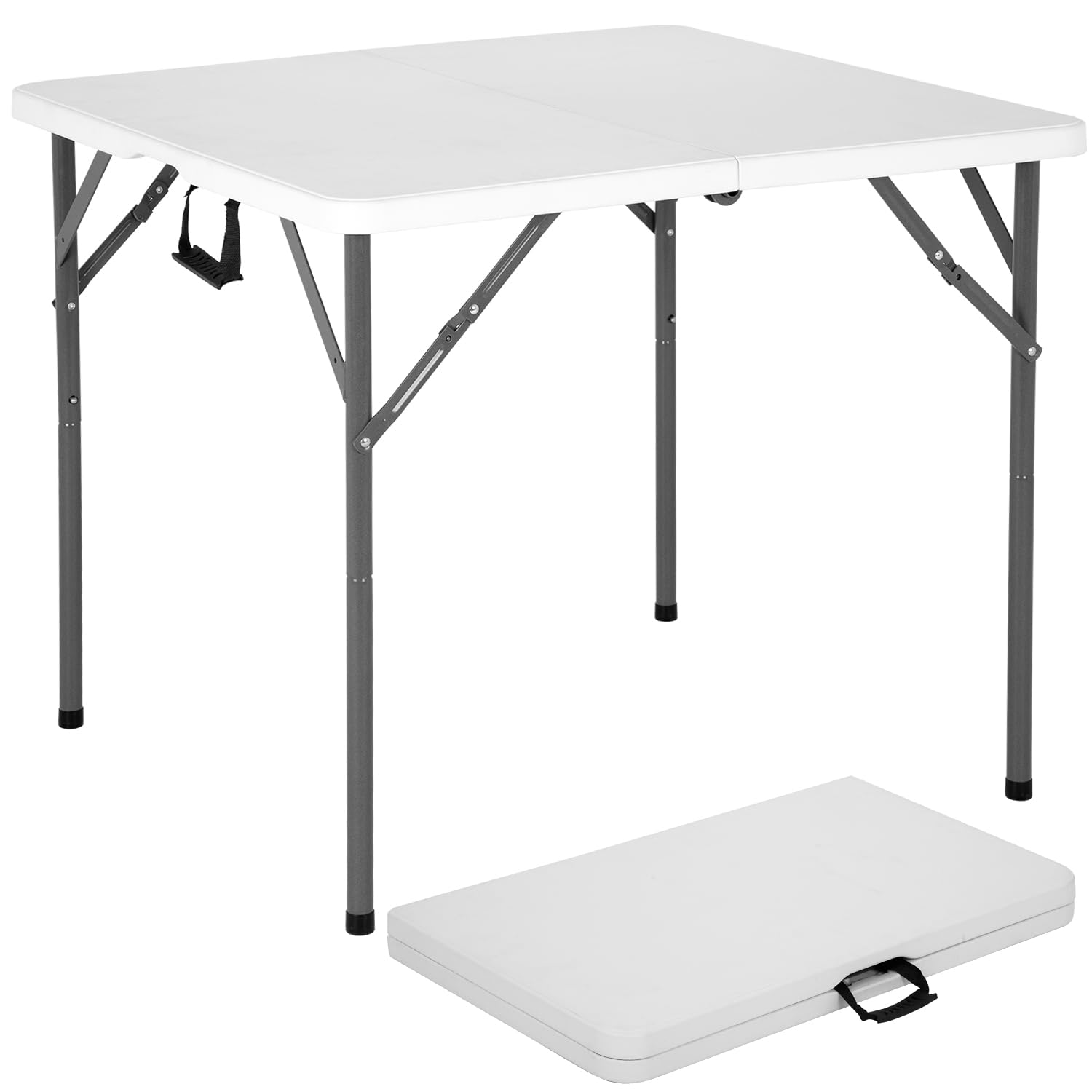 BestOffice Outdoor 6 FT Folding Camping Table Plastic Table Portable Square Height Dining Table Perfect for Picnics, Parties, Party and Camping, Black