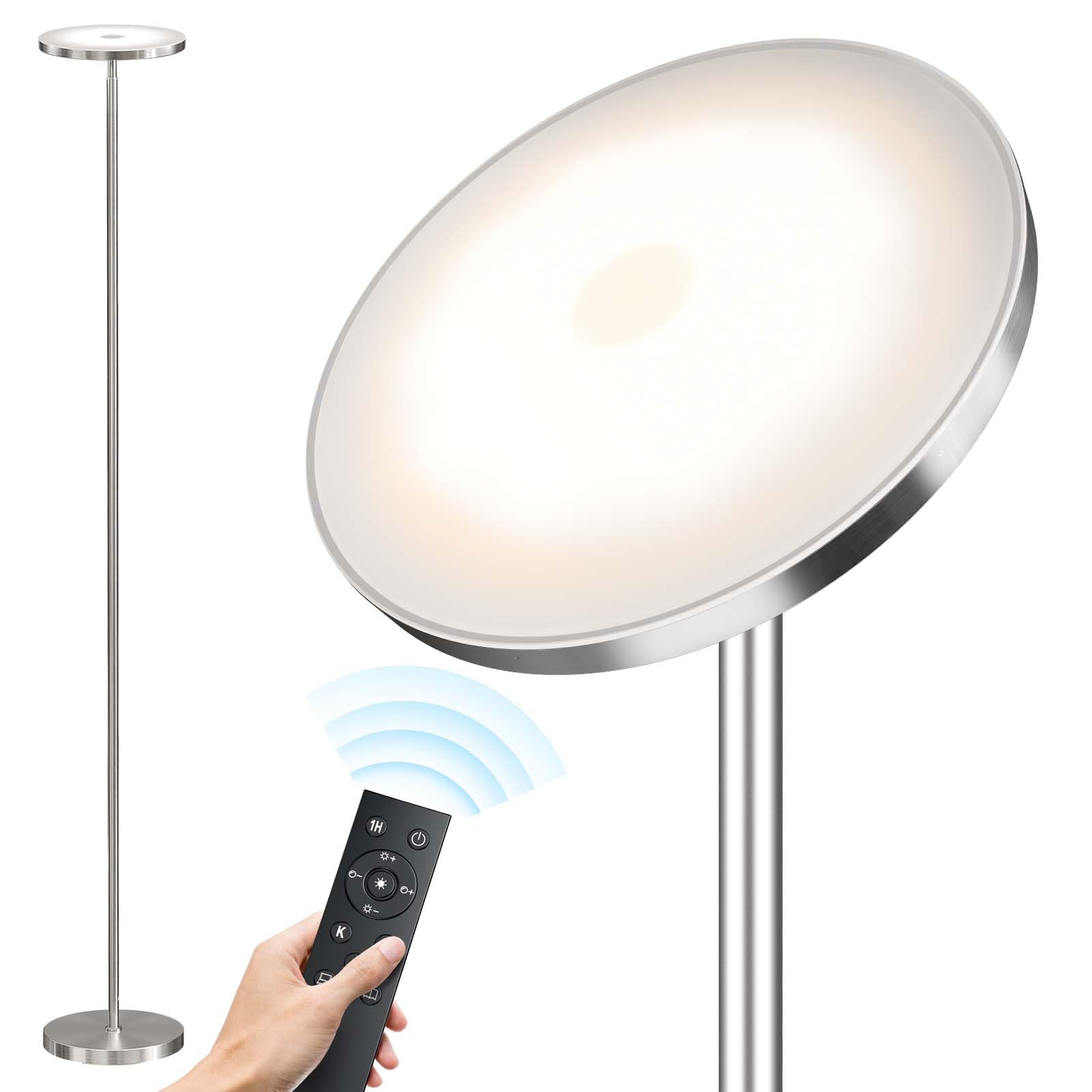SUNMORY Floor Lamps for Living Room, 32W/3000LM Super Bright LED Floor Lamp with Remote Control, 69" Tall Standing Lamp with Stepless Dimmable, Modern Torchiere Corner Lamp for Bedroom, Office