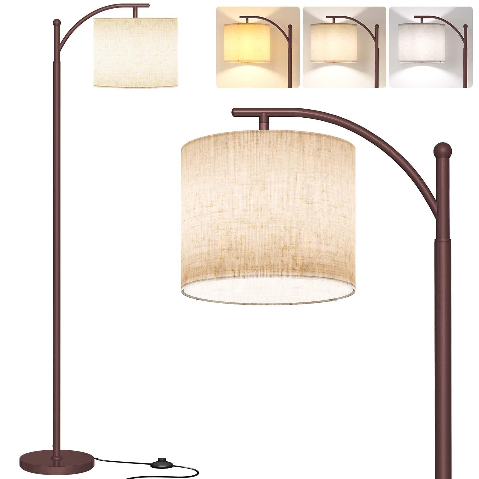 SUNMORY Arc Floor Lamp,Modern Floor Lamp with 3 Color Temperatures Bulb,Metal Standing Lamps with Adjustable Hanging Lampshade,Tall Floor Lamps for Living Room (Black)