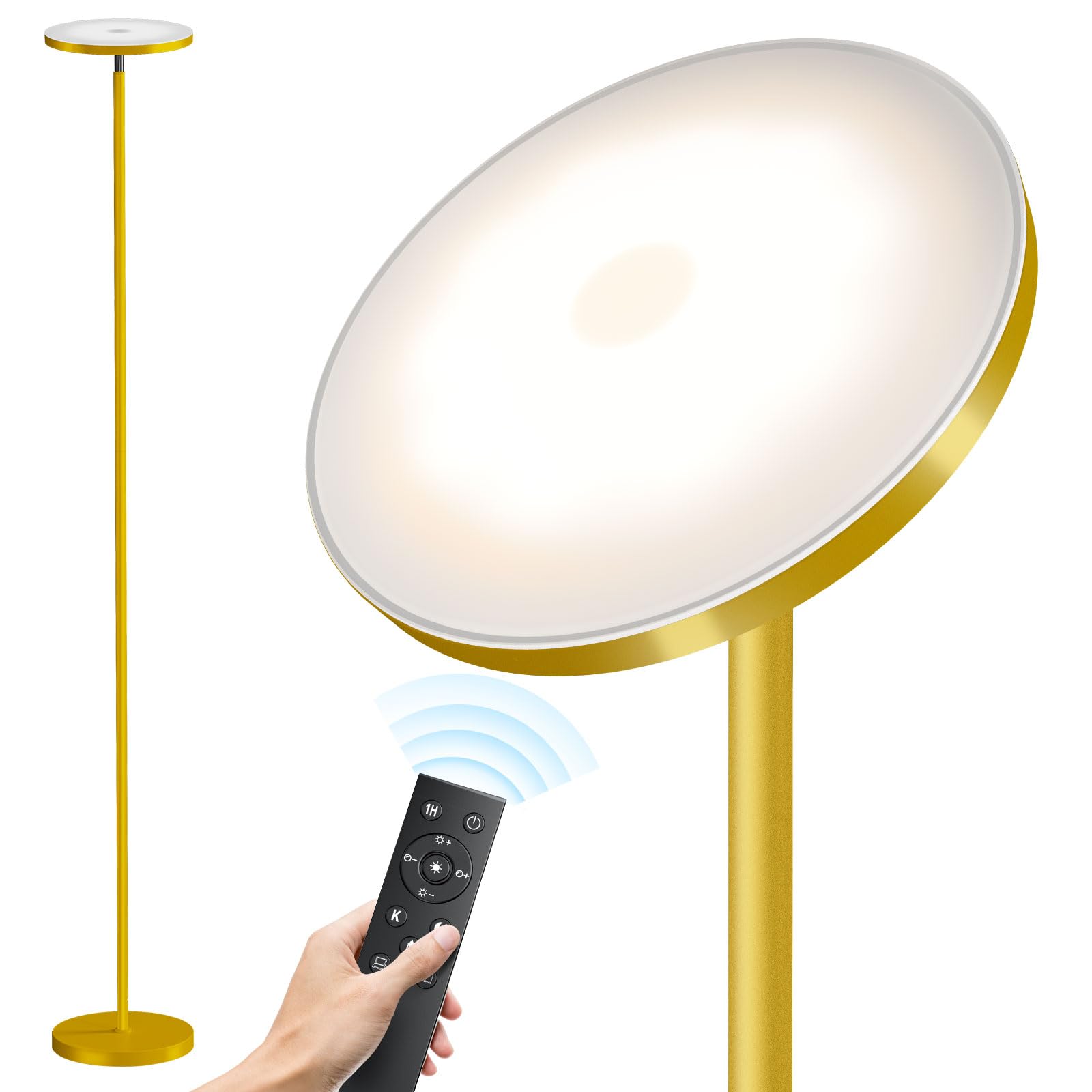 SUNMORY Floor Lamps for Living Room, 32W/3000LM Super Bright LED Floor Lamp with Remote Control, 69" Tall Standing Lamp with Stepless Dimmable, Modern Torchiere Corner Lamp for Bedroom, Office