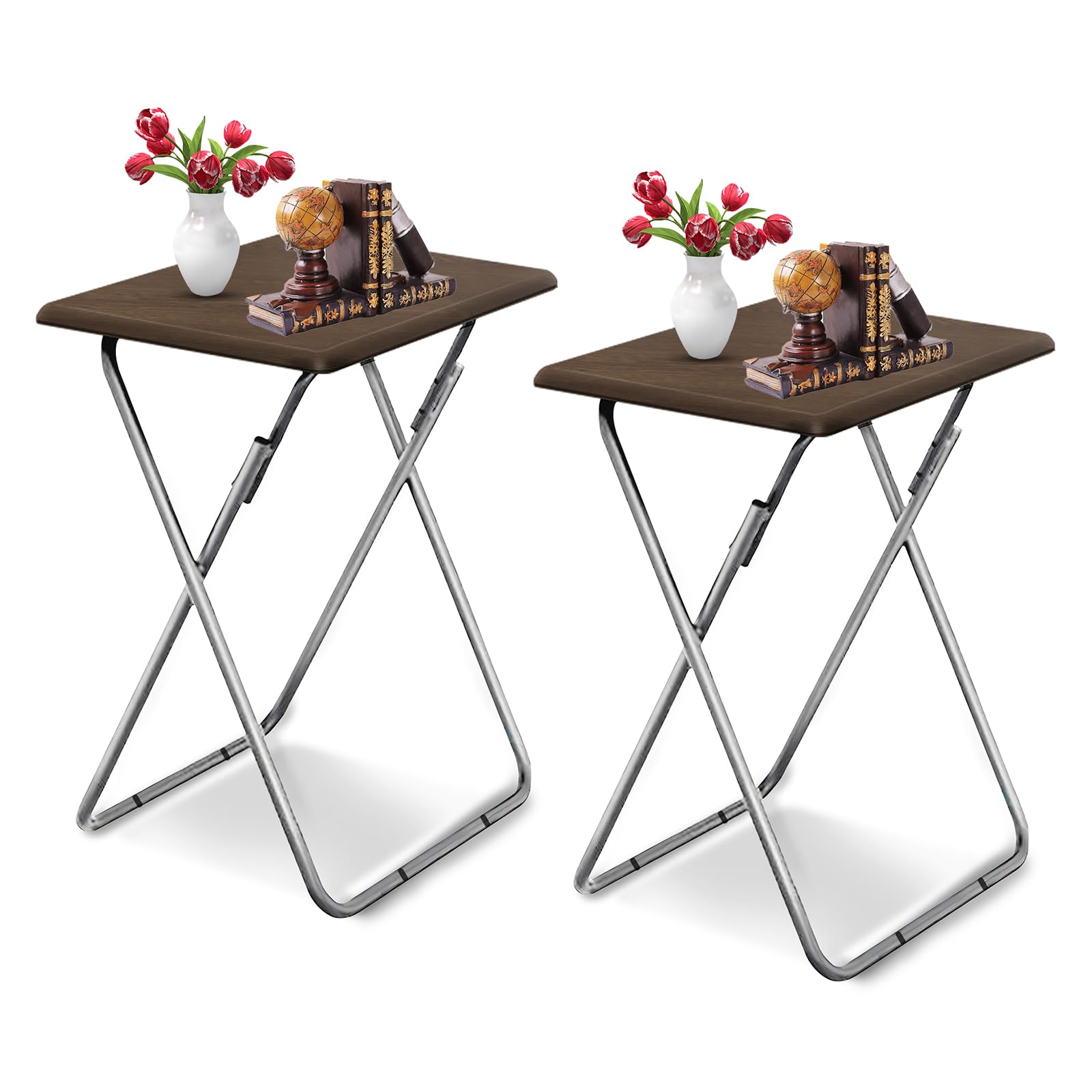Garden 4 you Folding TV Tray Table,TV Dinner Table with Sturdy MDF Top,Eating Trays for Living Room with No Assembly Required, 2PCS (Sea Blue)