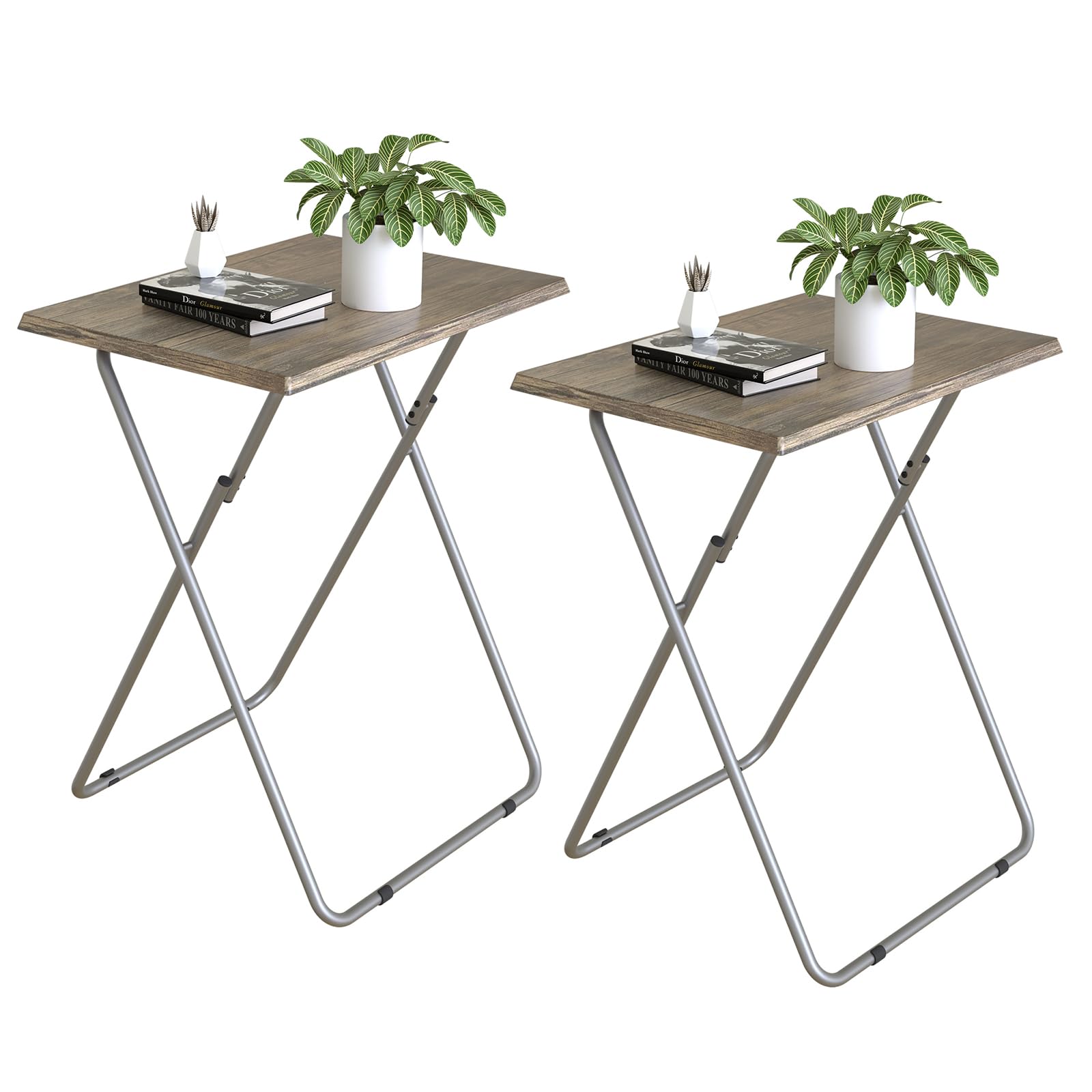Garden 4 you Folding TV Tray Table,TV Dinner Table with Sturdy MDF Top,Eating Trays for Living Room with No Assembly Required, 2PCS (Sea Blue)