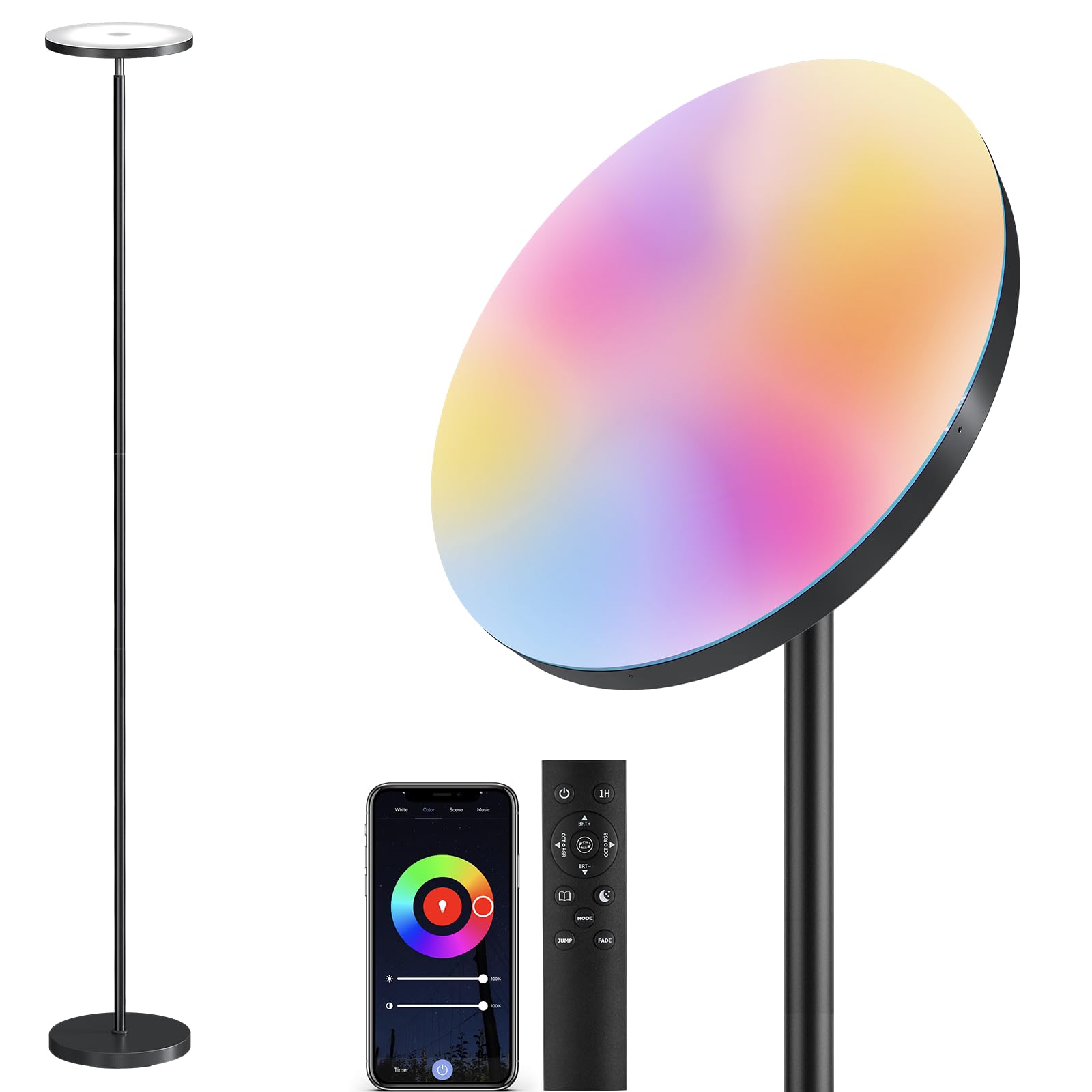 SUNMORY Floor Lamps for Living Room, 32W/3000LM Super Bright LED Floor Lamp with Remote Control, 69" Tall Standing Lamp with Stepless Dimmable, Modern Torchiere Corner Lamp for Bedroom, Office