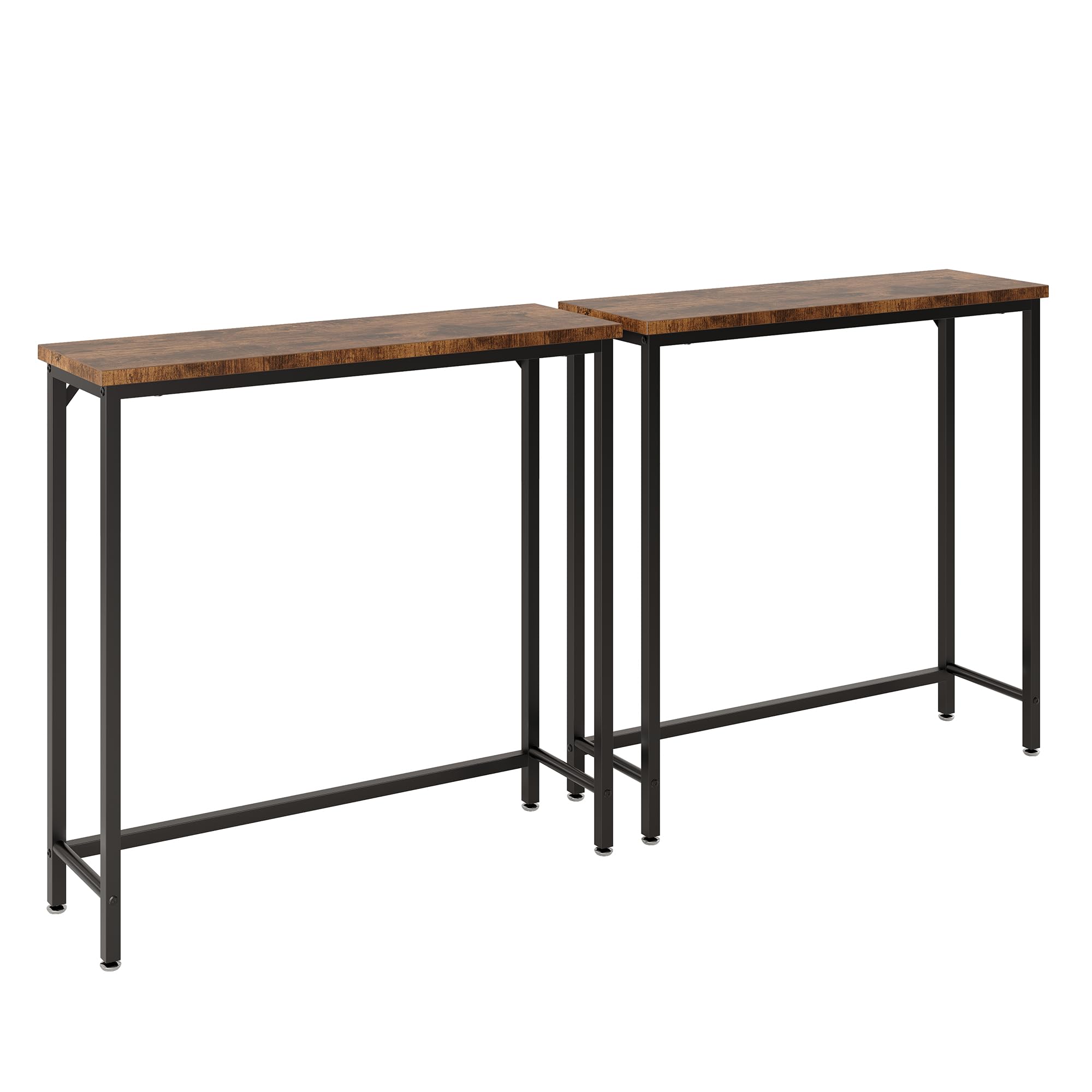 Narrow Entryway Console Table & Sofa Side Table - Industrial Hallway Table for Small Spaces, Behind Couch Table, Multi-Functional Living Room Bedroom Office,Brown, 29.5" x 9.4" x 29.5"