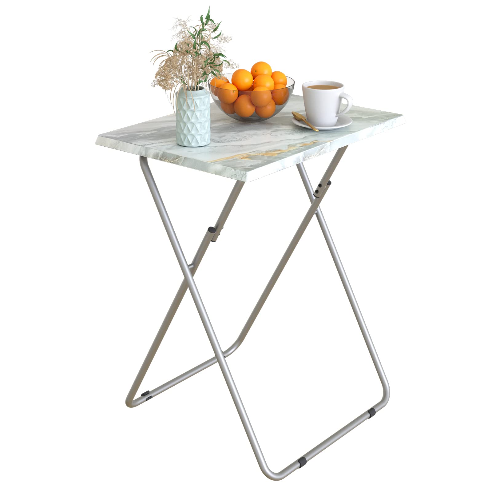 Garden 4 you Folding TV Tray Table,TV Dinner Table with Sturdy MDF Top,Eating Trays for Living Room with No Assembly Required, 2PCS (Sea Blue)