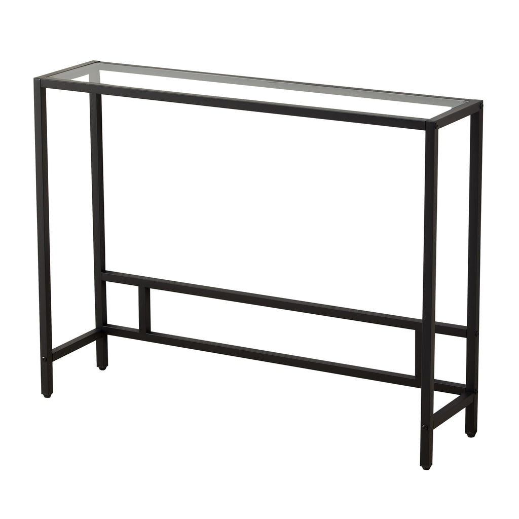 MAJARO Small Modern Console Table for Entryway, Tempered Glass with Metal Frame Sofa Table for Living Room, Hallway, Office (Single-Layer, Gold)