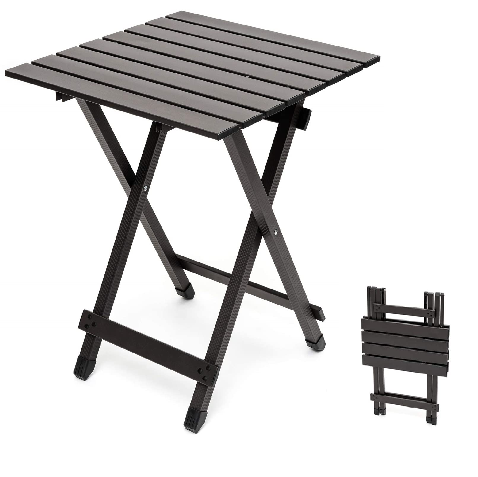 SUNNYFEEL Folding Camping Table - Lightweight Aluminum Portable Picnic Table, 18.5x18.5x24.5 Inch for Cooking, Beach, Hiking, Travel, Fishing, BBQ, Indoor Outdoor Small Foldable Camp Tables