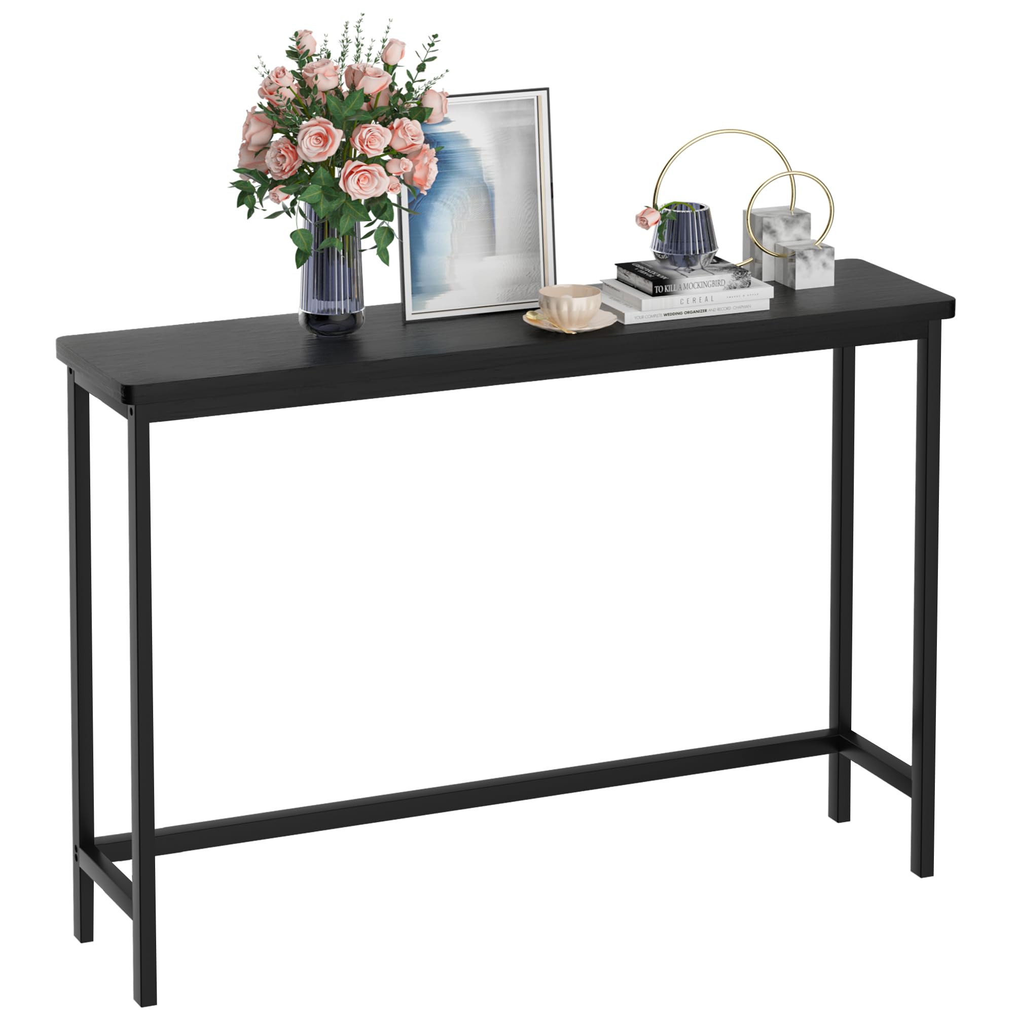 VASMIA Console Table, Entryway Table, Narrow Sofa Table, 39" Bamboo Hallway Table for Entryway, Living Room, Bedroom, Foyer, Natural