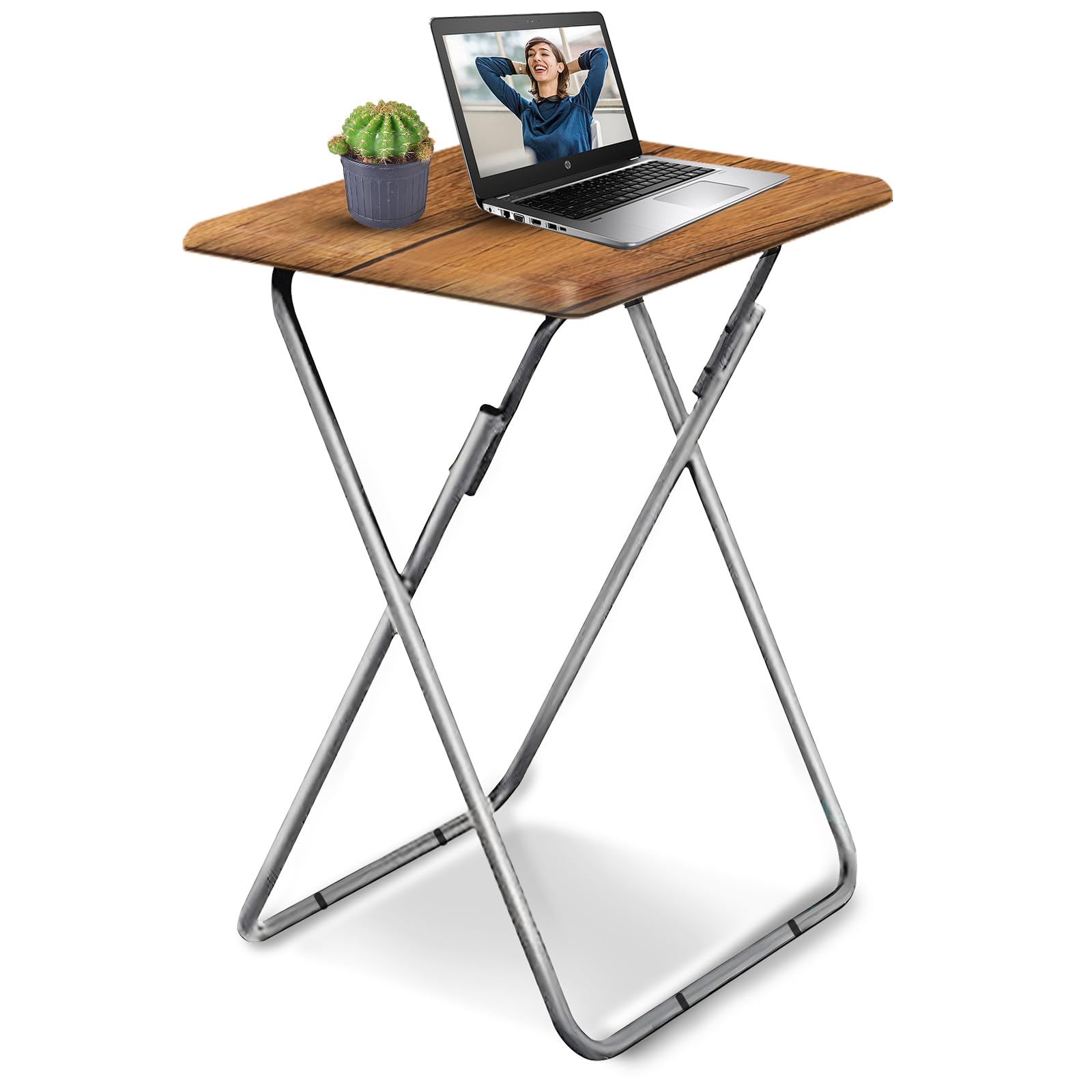 Garden 4 you Folding TV Tray Table,TV Dinner Table with Sturdy MDF Top,Eating Trays for Living Room with No Assembly Required, 2PCS (Sea Blue)