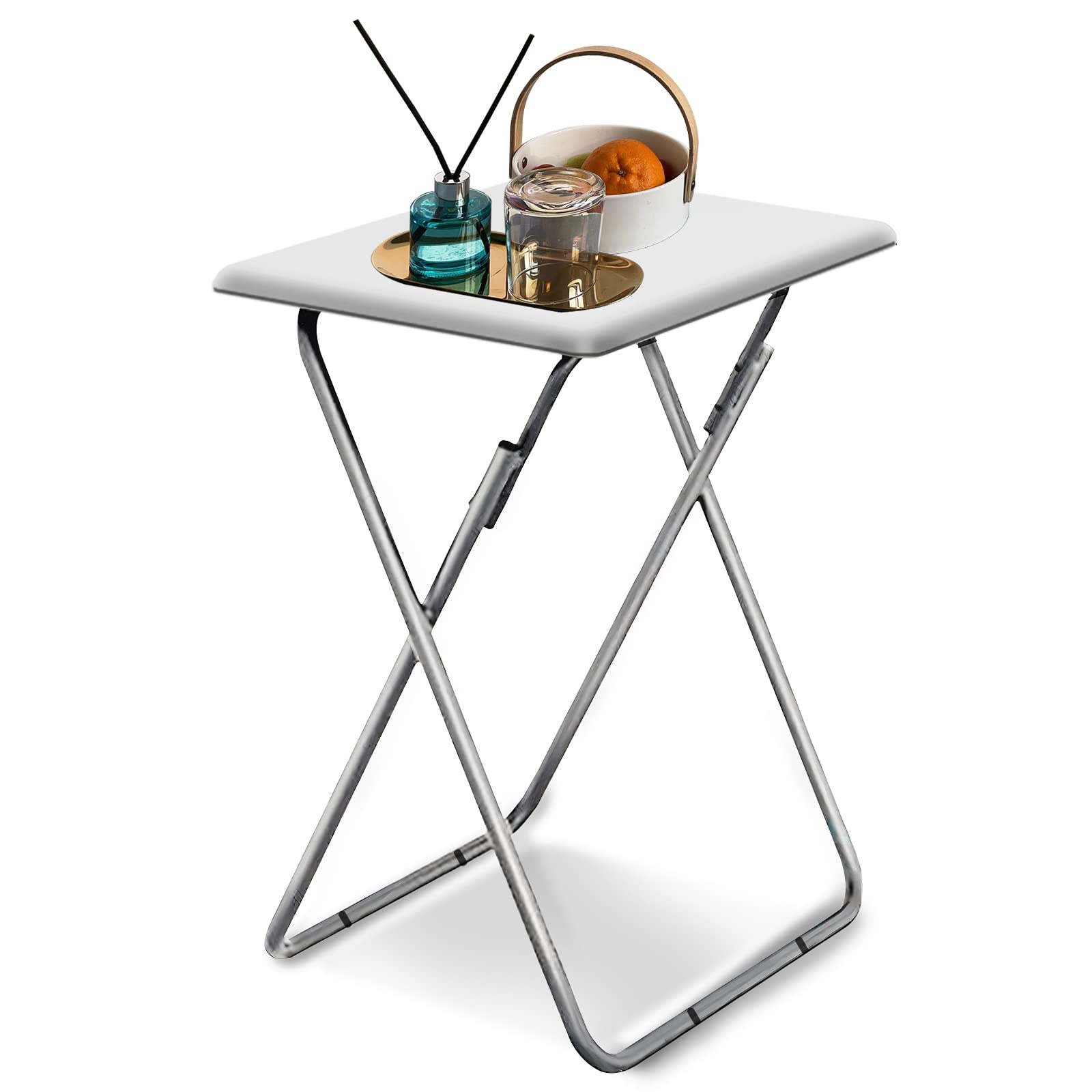 Garden 4 you Folding TV Tray Table,TV Dinner Table with Sturdy MDF Top,Eating Trays for Living Room with No Assembly Required, 2PCS (Sea Blue)