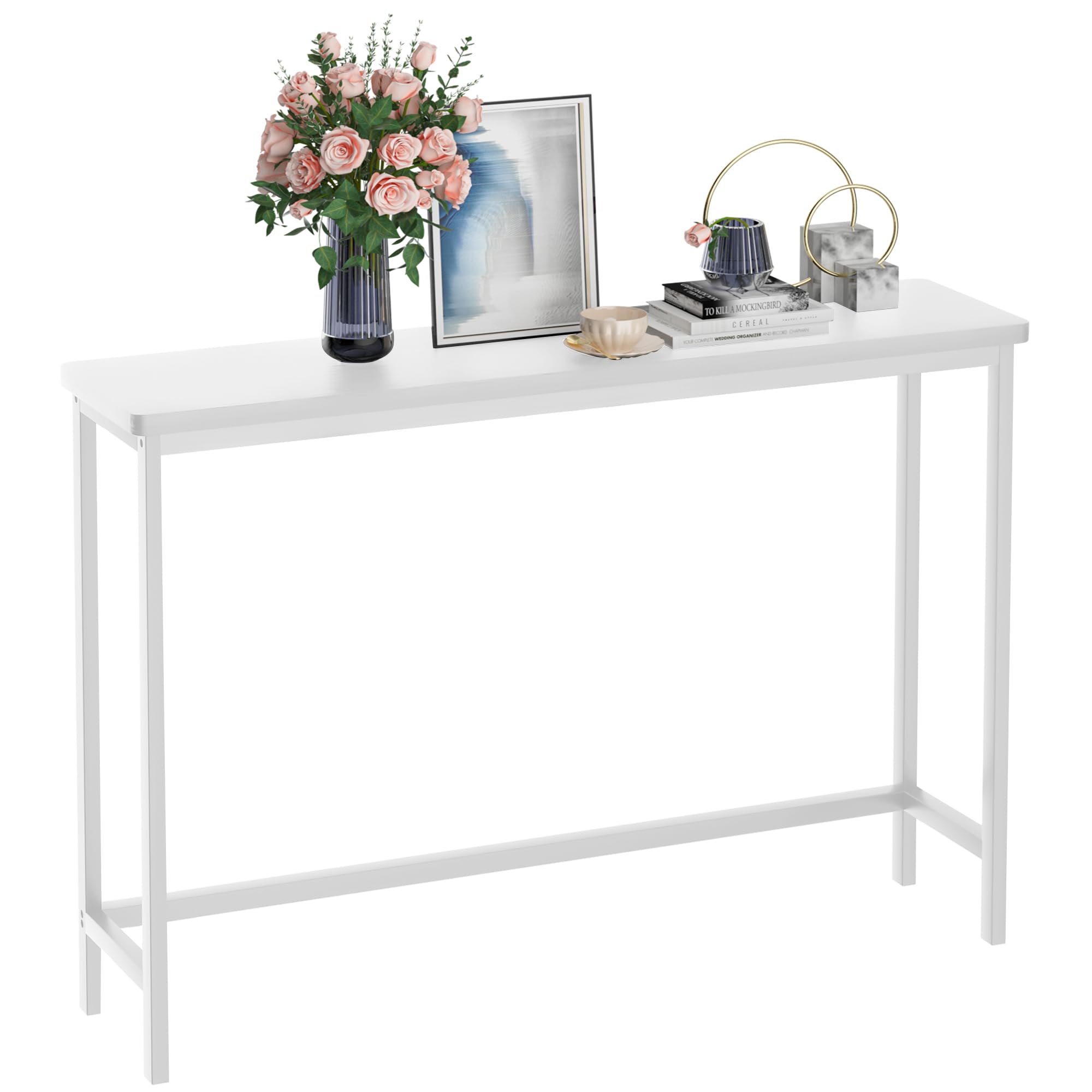 VASMIA Console Table, Entryway Table, Narrow Sofa Table, 39" Bamboo Hallway Table for Entryway, Living Room, Bedroom, Foyer, Natural