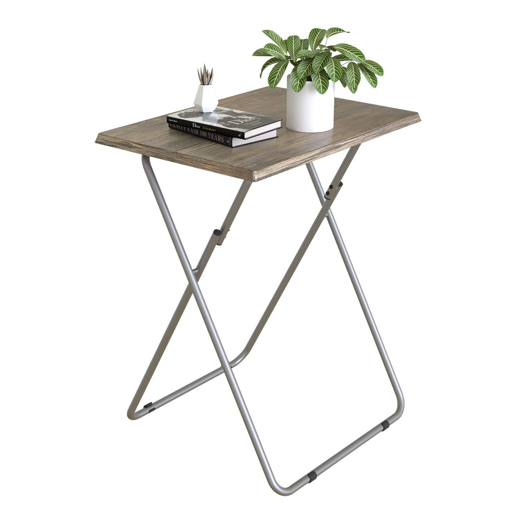Garden 4 you Folding TV Tray Table,TV Dinner Table with Sturdy MDF Top,Eating Trays for Living Room with No Assembly Required, 2PCS (Sea Blue)