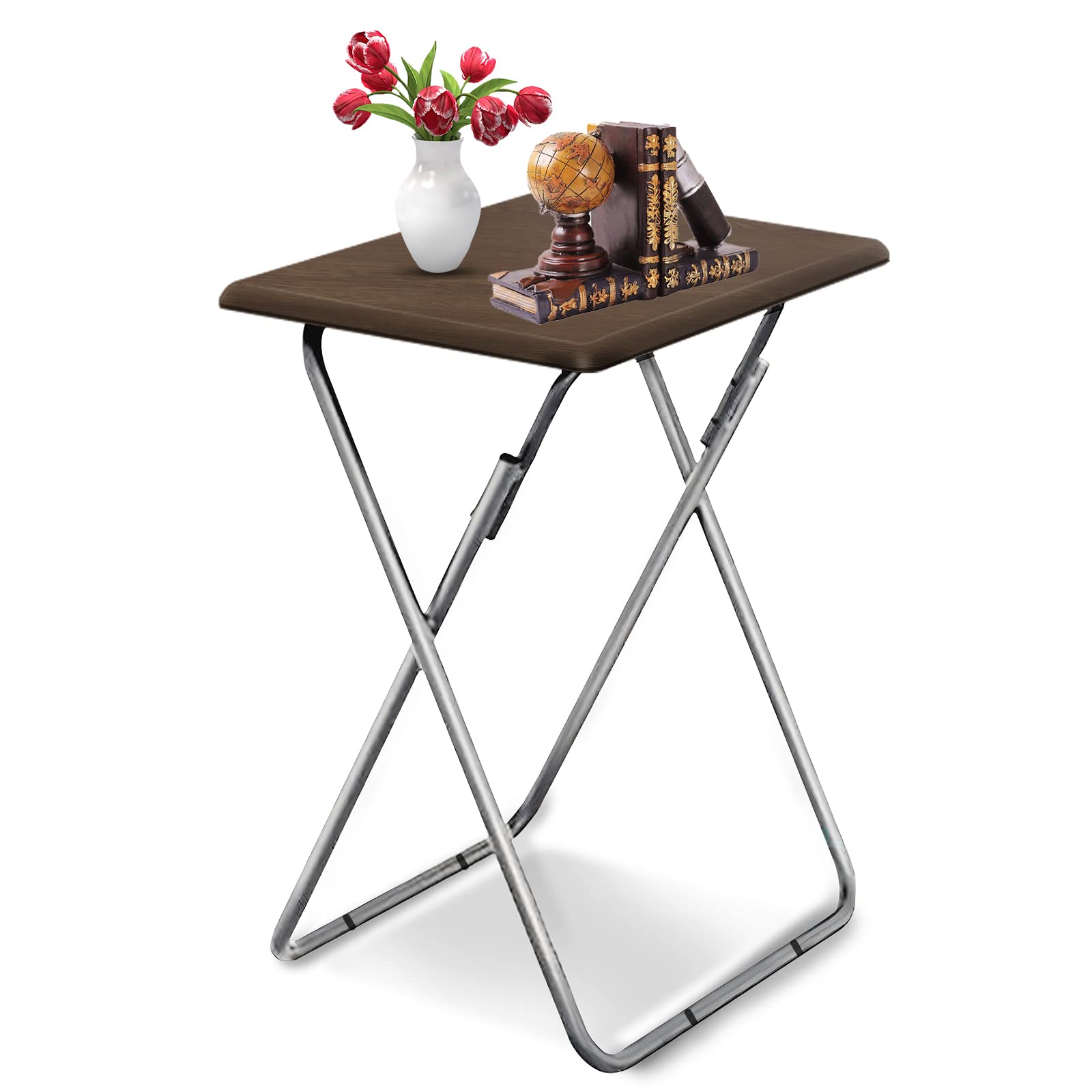 Garden 4 you Folding TV Tray Table,TV Dinner Table with Sturdy MDF Top,Eating Trays for Living Room with No Assembly Required, 2PCS (Sea Blue)