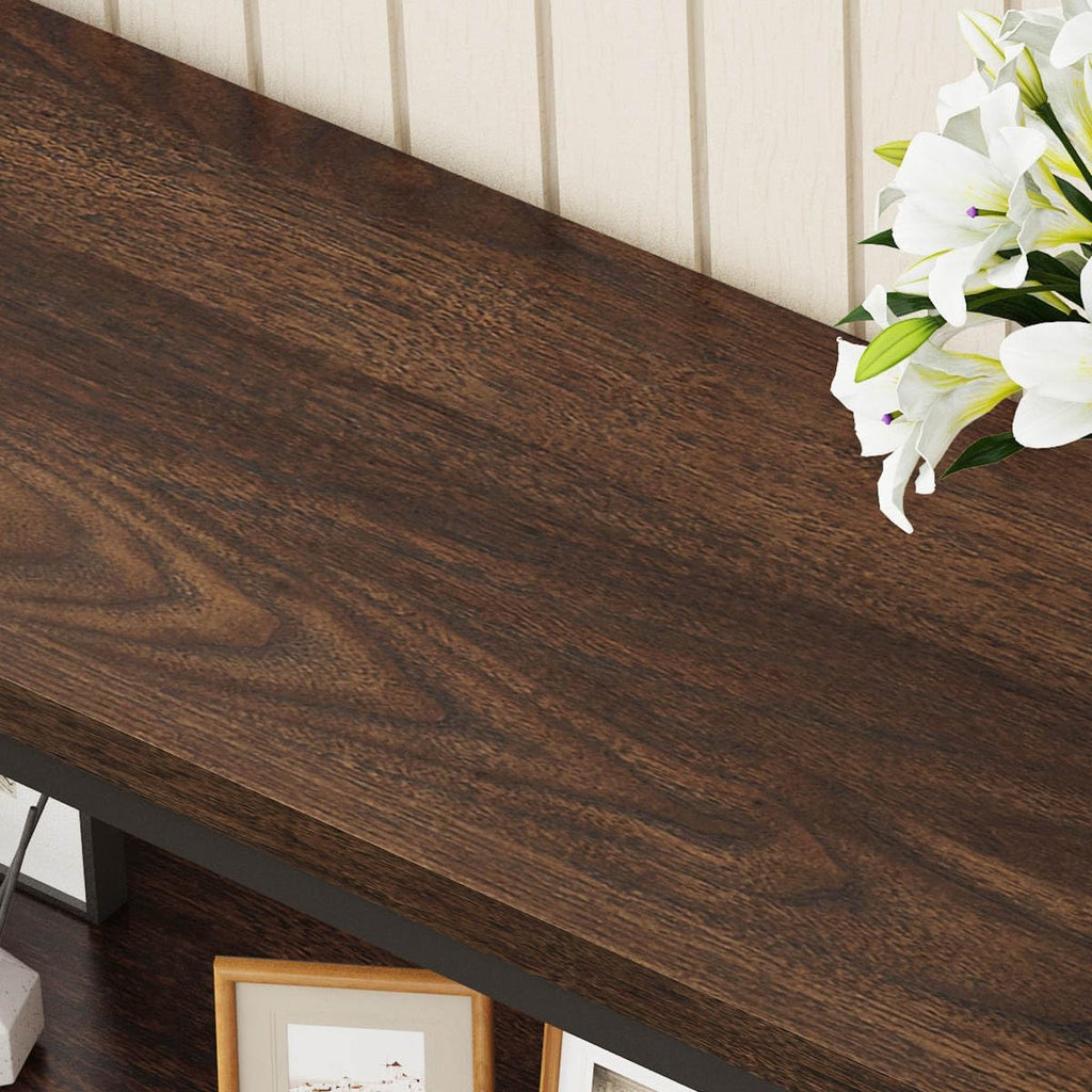 FATORRI Console Table for Entryway, Modern Entry Table with 3 Tier Shelves, Couch Tables Behind Sofa for Living Room (55 Inch, Dark Walnut)