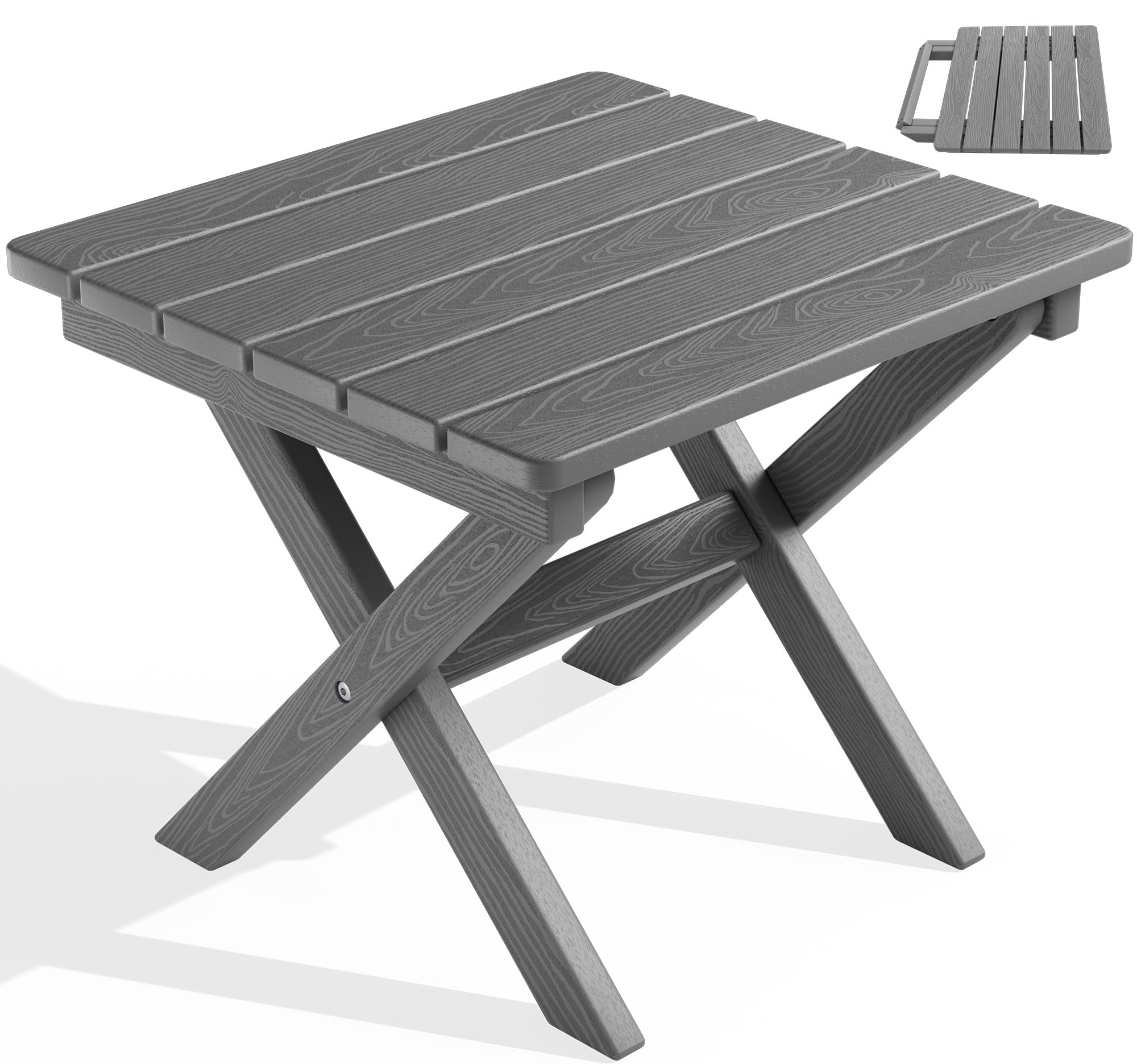 SERWALL Folding Adirondack Side Table, Portable Small Outdoor Table, Weather Resistant Outdoor End Table for Camping and Garden, Navy