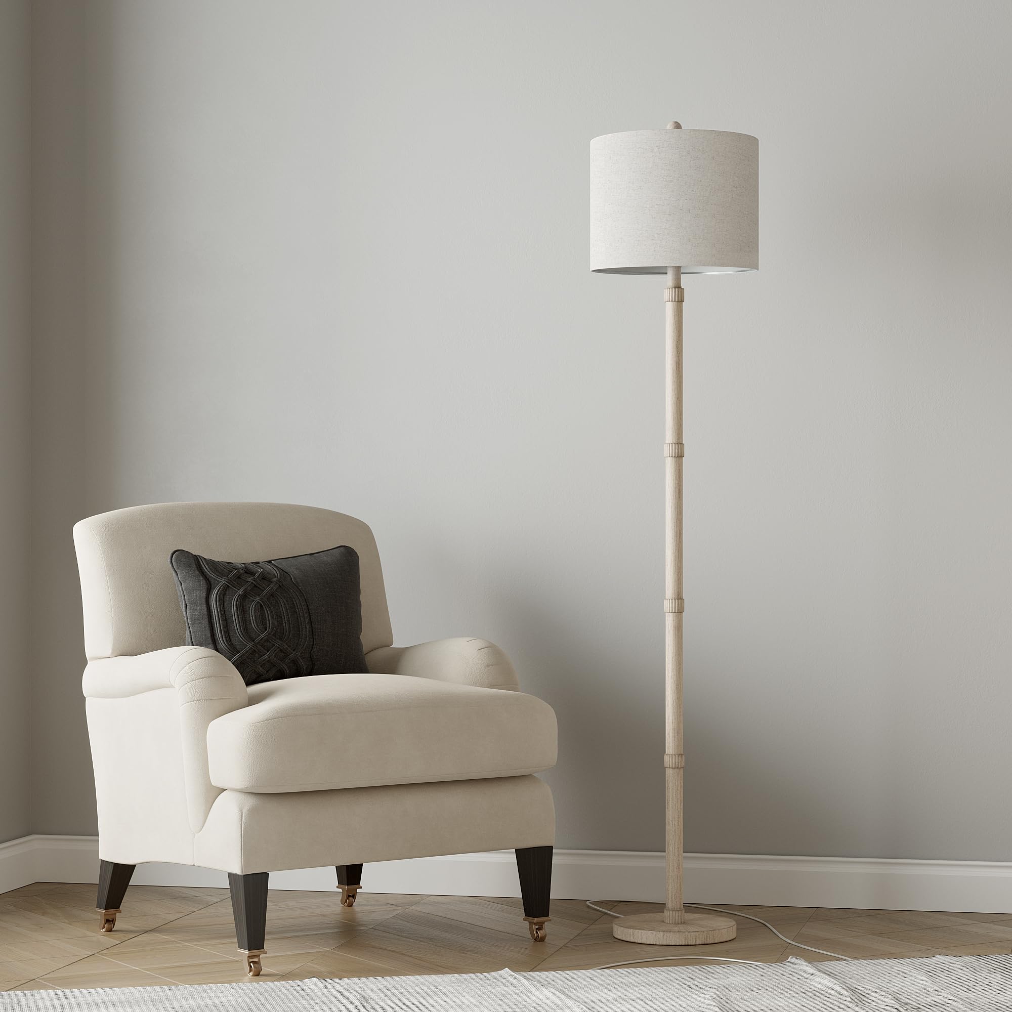 BOBOMOMO 62" Rustic Floor Lamp for Living Room, Retro Farmhouse Floor Lamp Rotary Switch, Resin Standing Lamp for Living Room, Corner, Dining Room, Bedroom, House