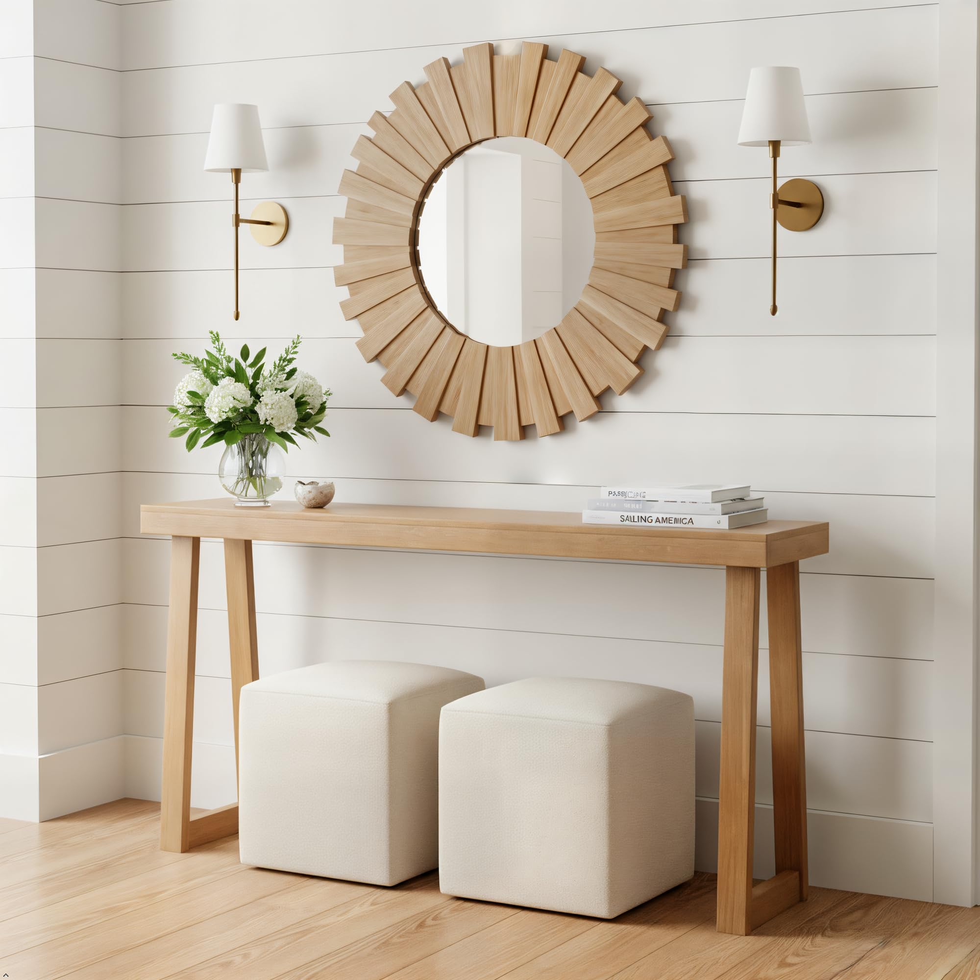 Plank+Beam Solid Wood Console Table, 46 Inch, Sofa Table, Narrow Entryway Table for Hallway, Behind The Couch, Living Room, Foyer, Easy Assembly, Black