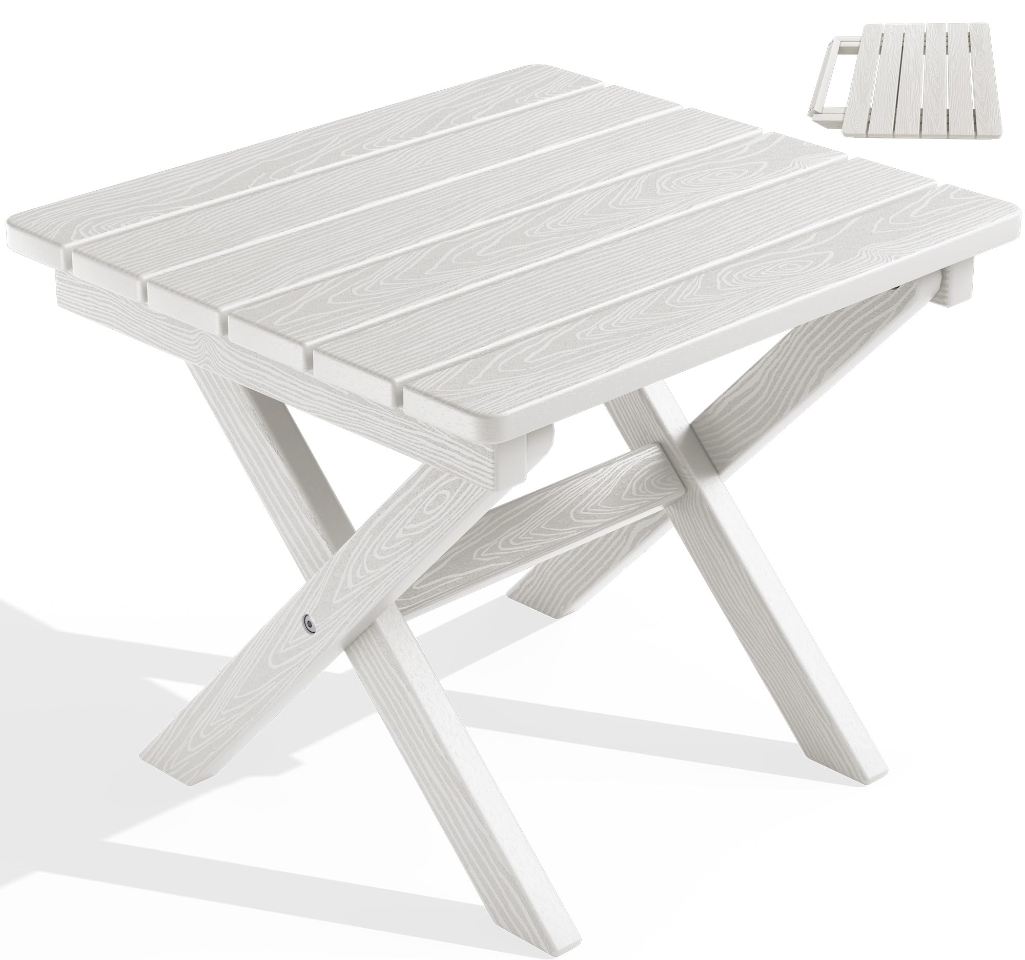 SERWALL Folding Adirondack Side Table, Portable Small Outdoor Table, Weather Resistant Outdoor End Table for Camping and Garden, Navy