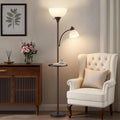Luvkczc Floor Lamps for Living Room, 72" Tall Torchiere Floor Lamp with 8W Adjustable Reading Lights, Industrial Lamps for Living Room, Bedroom, Office, Black Tree Floor Lamp【3 Bulbs Included】