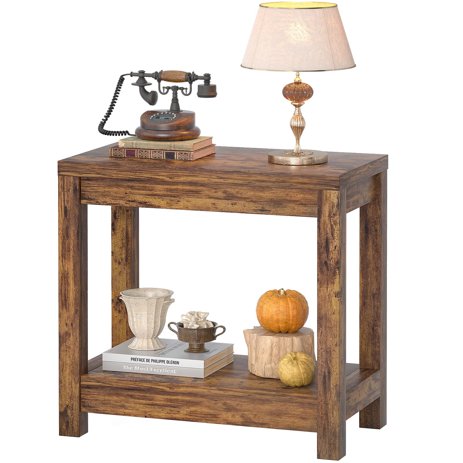 Besiost 32" Black Grain Wood Narrow Entryway Table with Shelf Storage & Simple Assembly