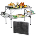 Titanker Small Camping Table Foldable 2ft, Folding Picnic Table with Side Racks & Net, Folding Camp Table Portable Beach Table, Car Camping Essentials, Sturdy Light Aluminum, Gift for Father Husband