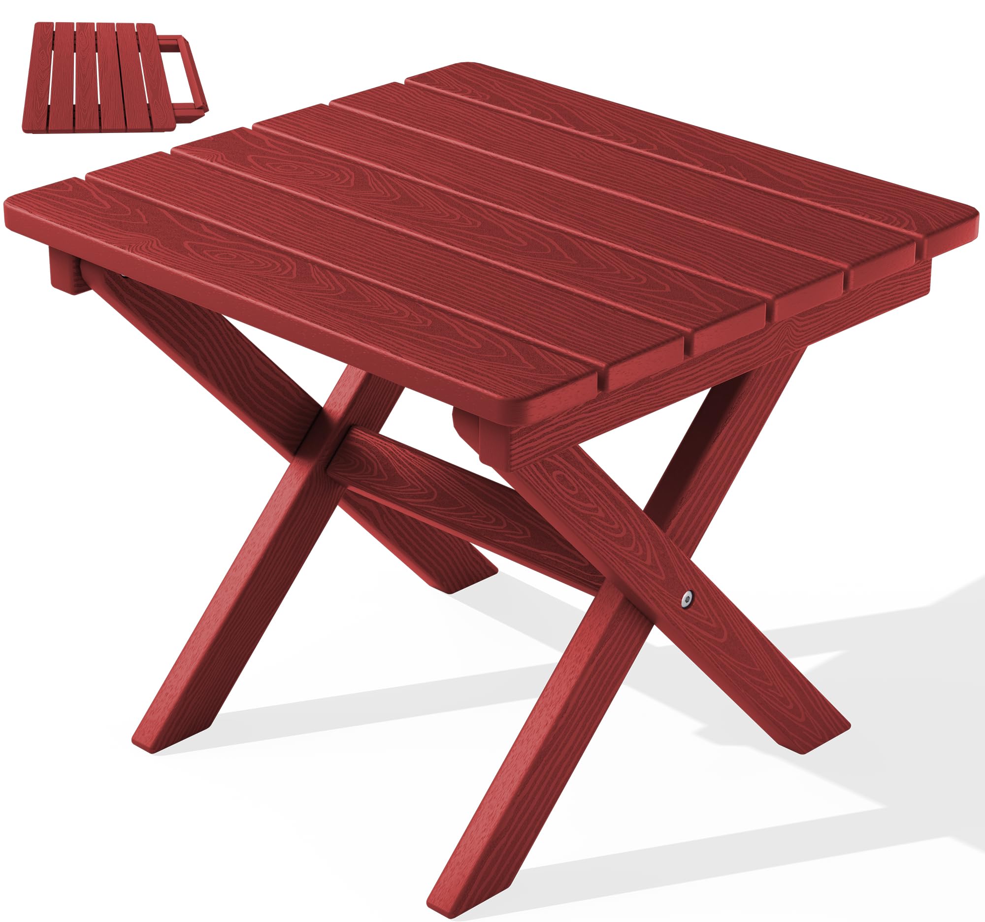 SERWALL Folding Adirondack Side Table, Portable Small Outdoor Table, Weather Resistant Outdoor End Table for Camping and Garden, Navy