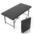 VINGLI 4 FT Plastic Folding Camping Table,3-Level Adjustable Height, Portable in/Outdoor Party Picnic Dining Desk, Garden Soccer Multipurpose Entertaining Activities，White