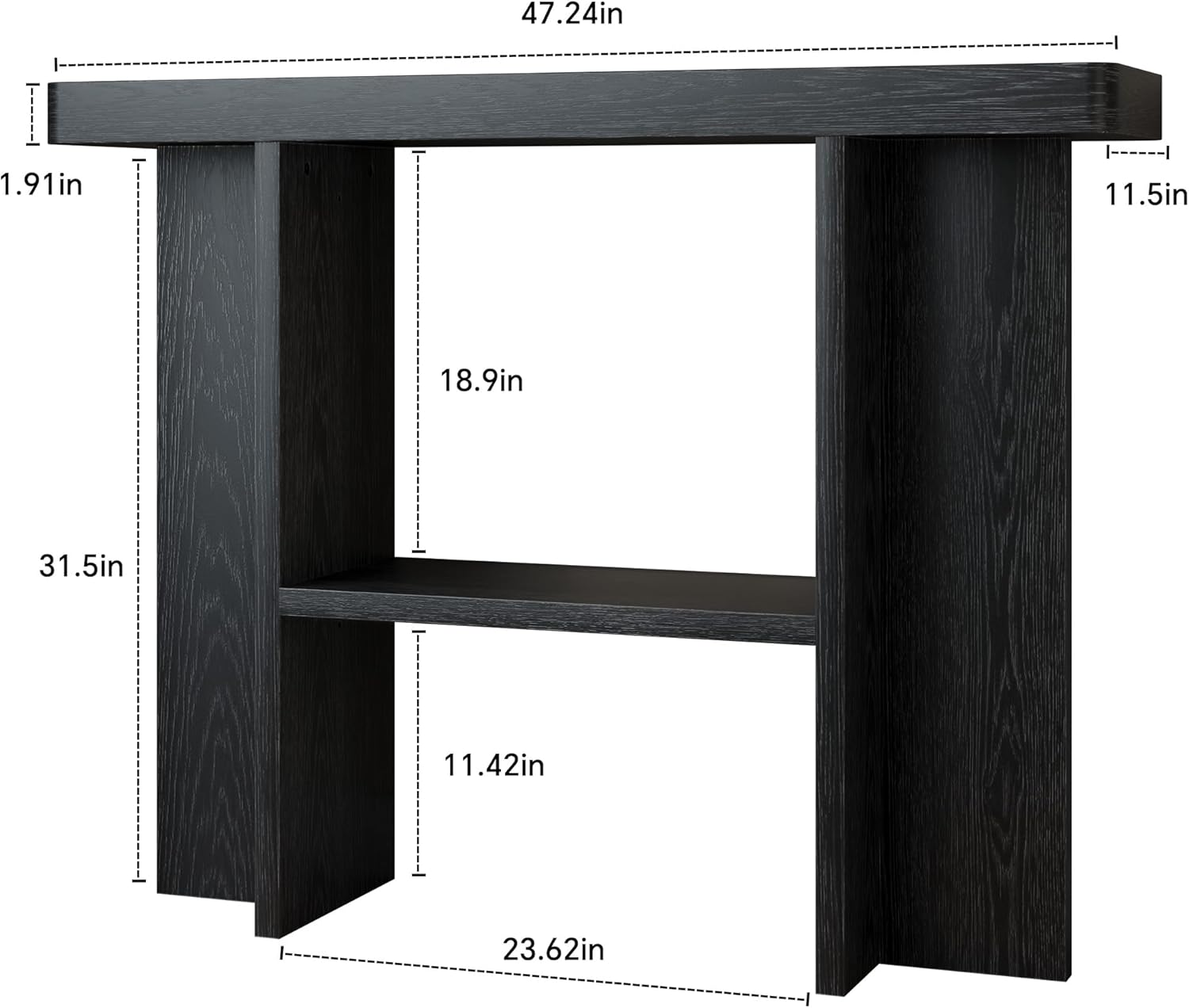 senlin Sofa Table, 47 Inch Console Table, Narrow Entryway Table for Hallway, Behind The Couch, Living Room, Foyer, Easy Assembly(Black)
