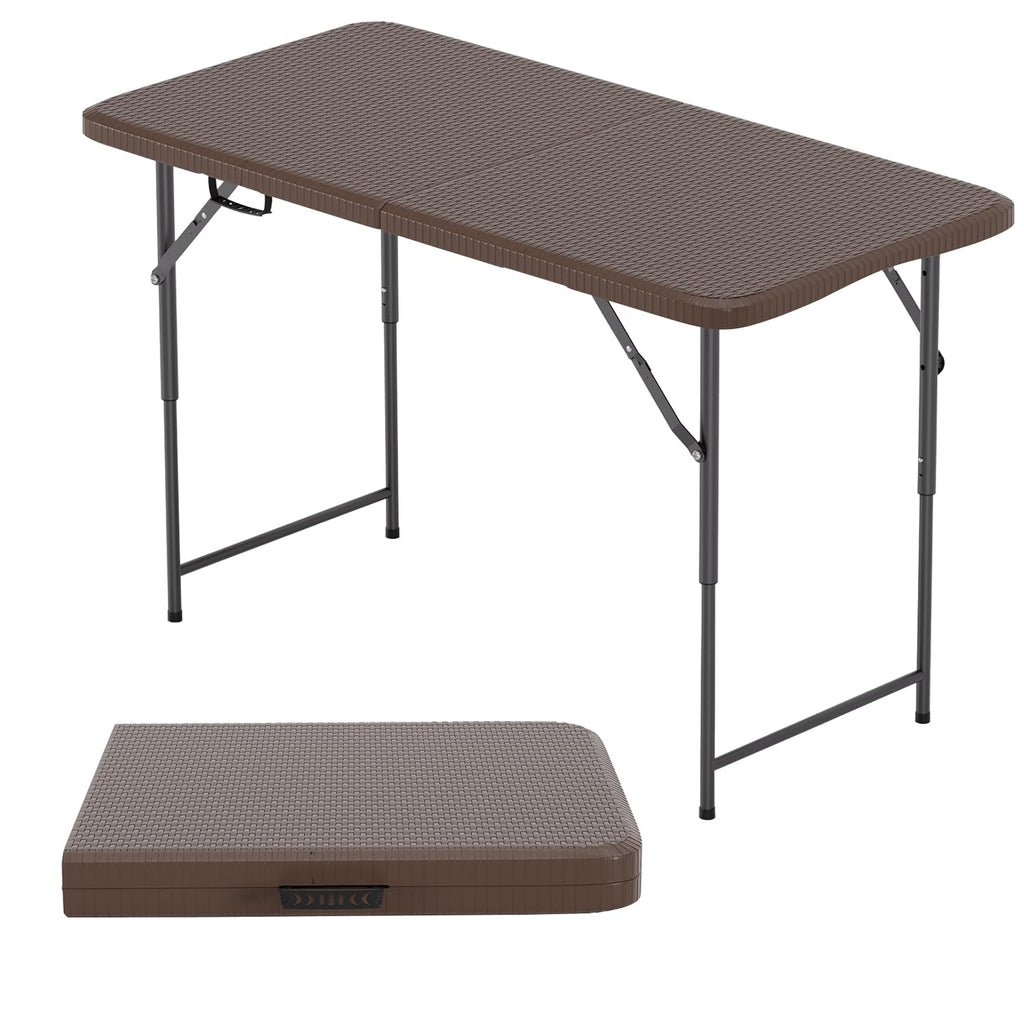 BestOffice Outdoor 6 FT Folding Camping Table Plastic Table Portable Square Height Dining Table Perfect for Picnics, Parties, Party and Camping, Black