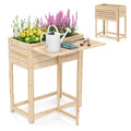 Giantex Wood Raised Garden Bed w/Folding Drop-Leaf Potting Table, Planter Box for Flower Herb Vegetable Fruit, Indoor Outdoor Elevated Raised Beds for Gardening, Backyard, Patio, Balcony