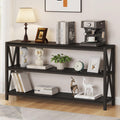 FATORRI Console Table for Entryway, Modern Entry Table with 3 Tier Shelves, Couch Tables Behind Sofa for Living Room (55 Inch, Dark Walnut)