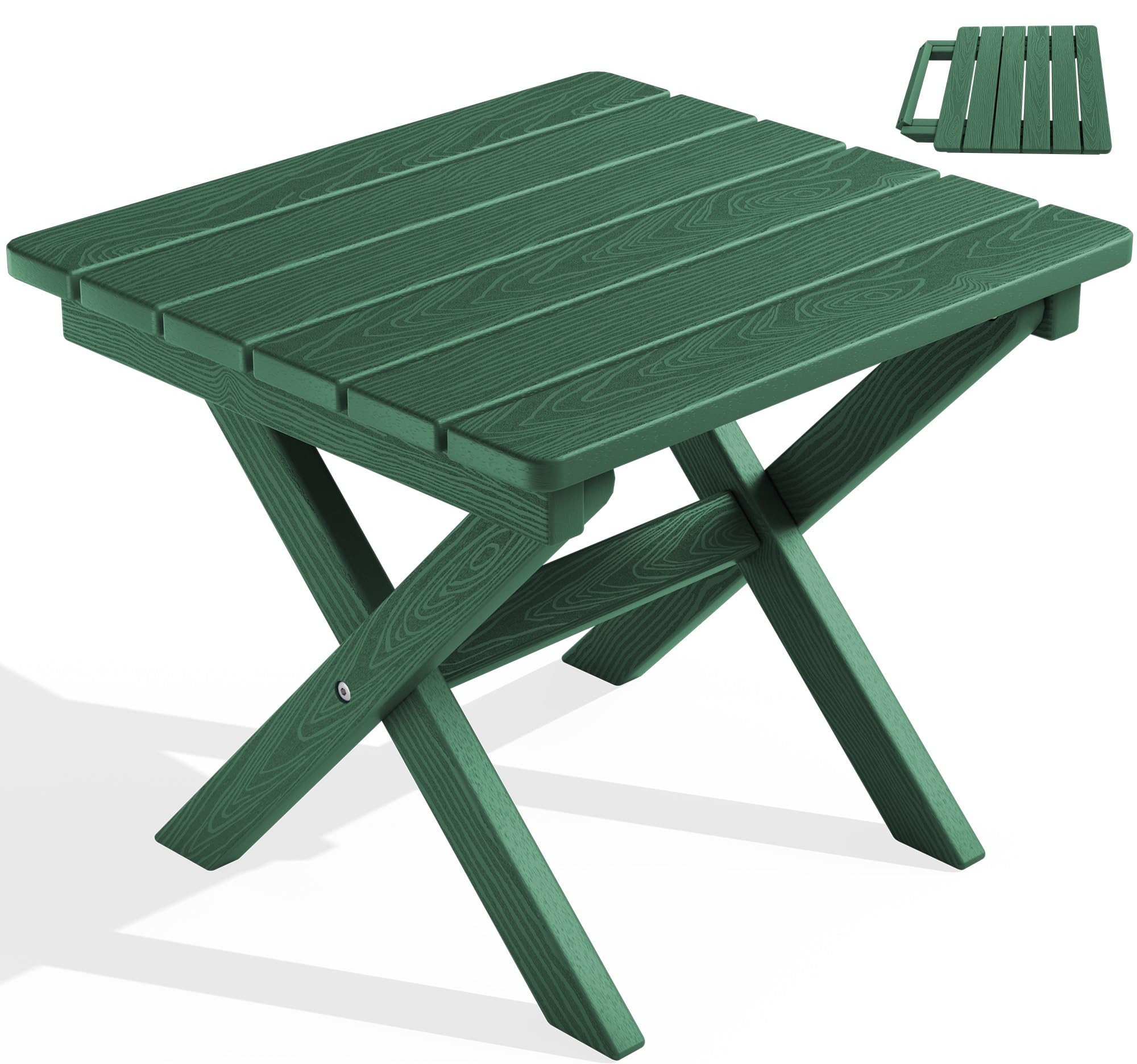 SERWALL Folding Adirondack Side Table, Portable Small Outdoor Table, Weather Resistant Outdoor End Table for Camping and Garden, Navy