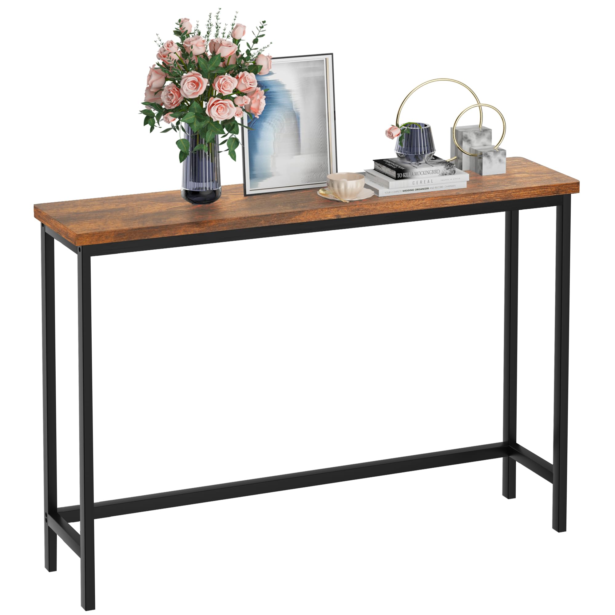 VASMIA Console Table, Entryway Table, Narrow Sofa Table, 39" Bamboo Hallway Table for Entryway, Living Room, Bedroom, Foyer, Natural