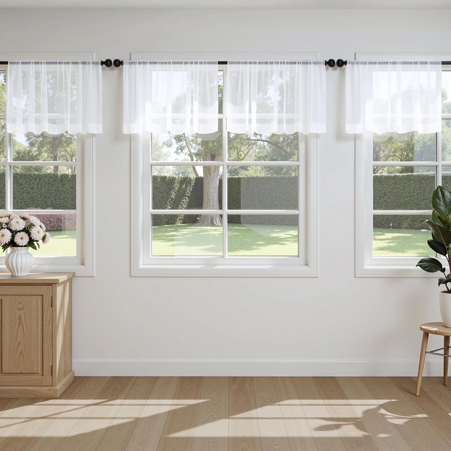 MIULEE White Sheer Curtains 105 Inches Long, 4 Panels Set, Light Filtering Voile Rod Pocket Drapes, Airy Soft Fabric Window Treatments for Living Room and Bedroom, 42 x 105 Inches