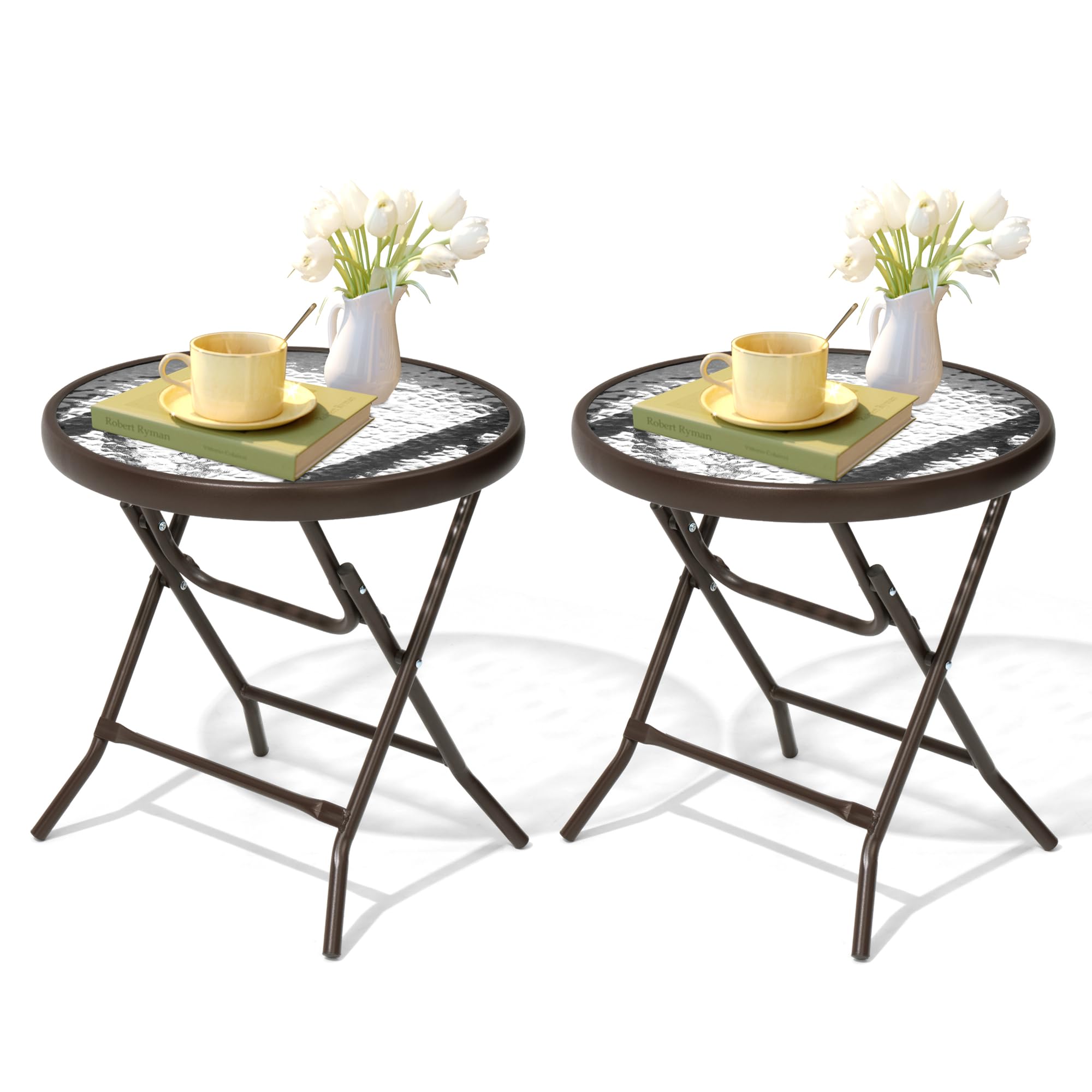 Outdoor Side Table - Small Patio End Table All Weather, Patio Furniture Sets and Outside Furniture for Pool, Balcony, Deck, Porch, Black