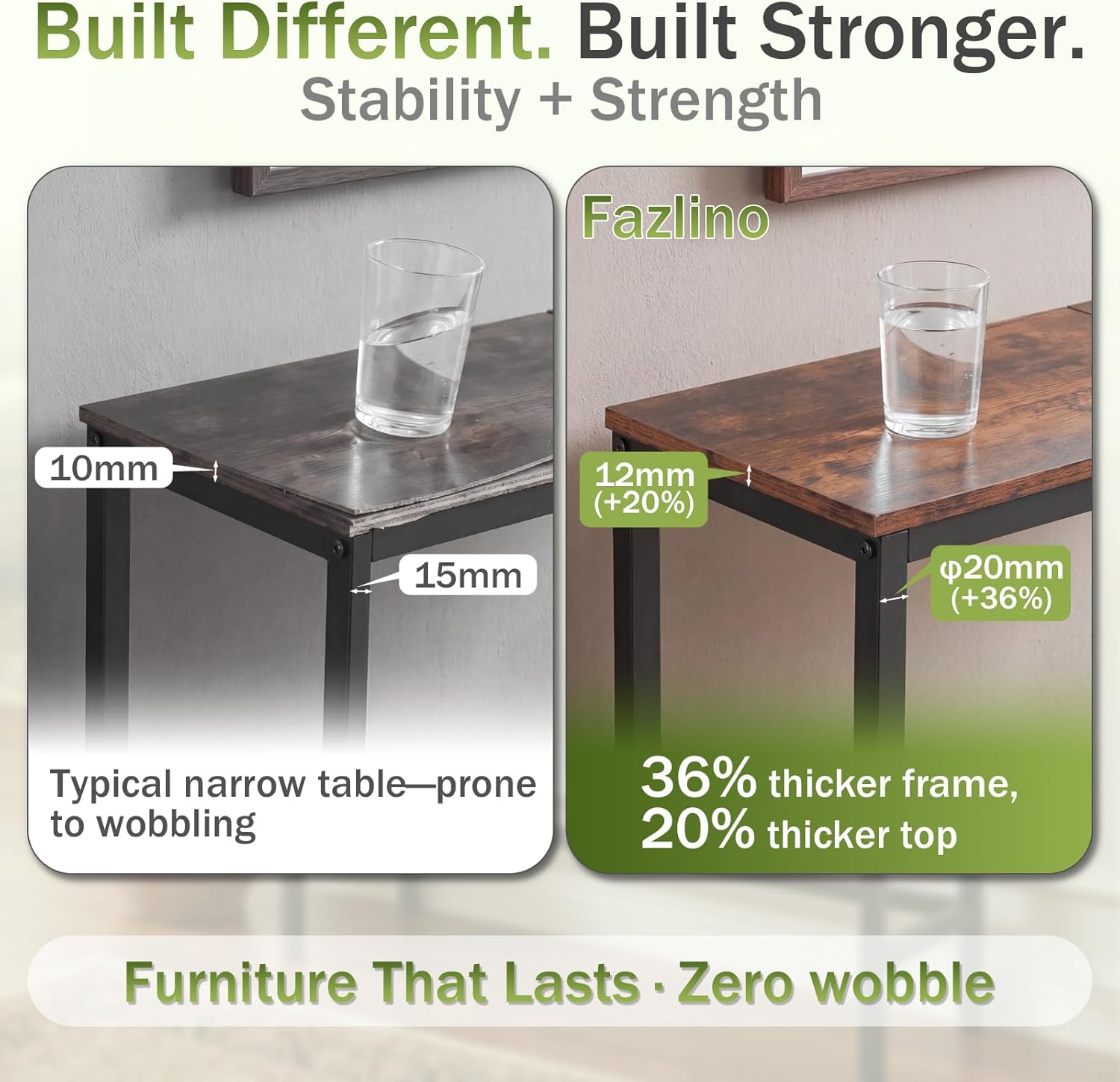 Sturdy Console Table with 98 lb Capacity, Stable Wobble-Free Design for Living Room and Entryway, Heavy Duty Metal Frame, Easy Assembly, 29.5 Inch Narrow Sofa Table, Rustic Brown