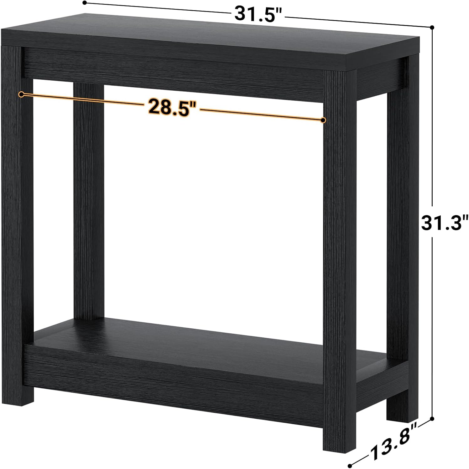 Besiost 32" Black Grain Wood Narrow Entryway Table with Shelf Storage & Simple Assembly
