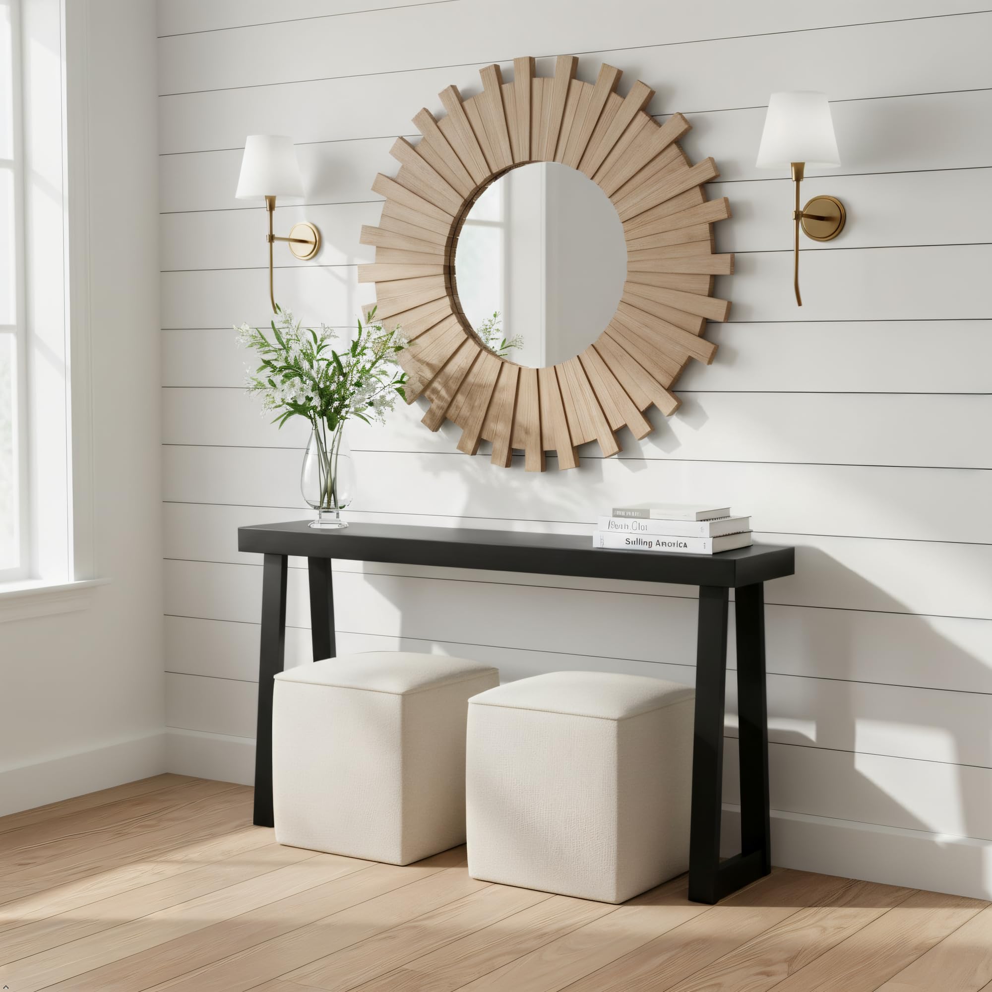 Plank+Beam Solid Wood Console Table, 46 Inch, Sofa Table, Narrow Entryway Table for Hallway, Behind The Couch, Living Room, Foyer, Easy Assembly, Black