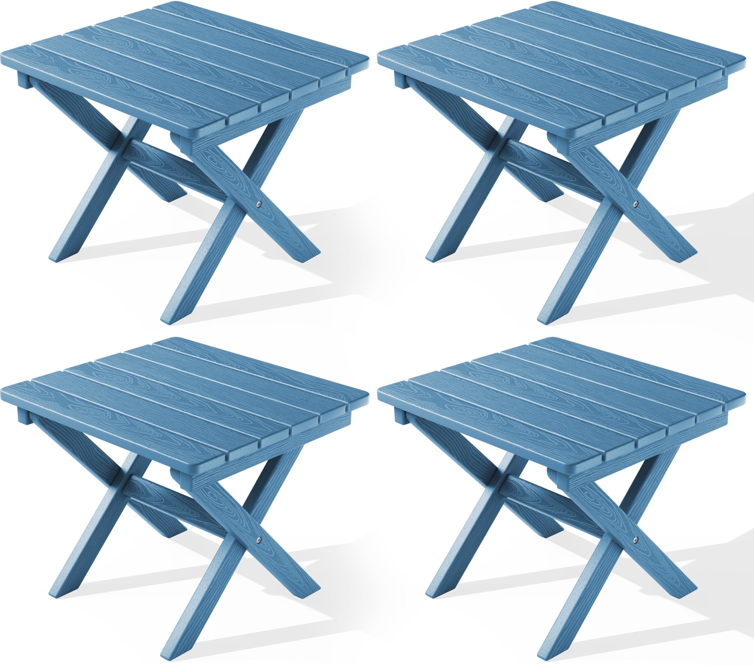 SERWALL Folding Adirondack Side Table, Portable Small Outdoor Table, Weather Resistant Outdoor End Table for Camping and Garden, Navy