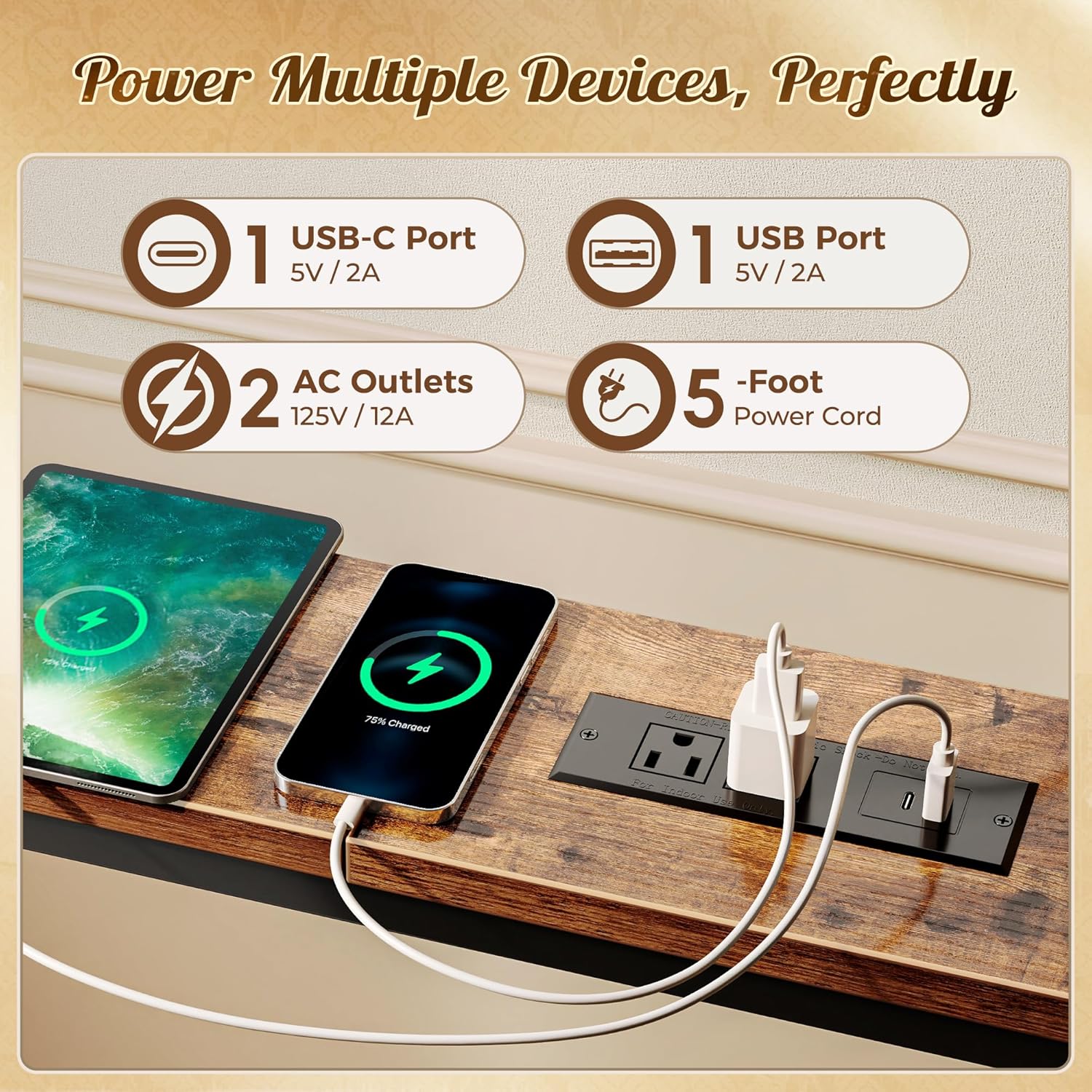 Huuger 141.7 Inch Sofa Table with Power Outlets and USB-C Ports, 5.9 Inch Narrow Entryway Table, Behind Couch Table with Storage, Extra-Long Console Table, Living Room, Rusitc Brown