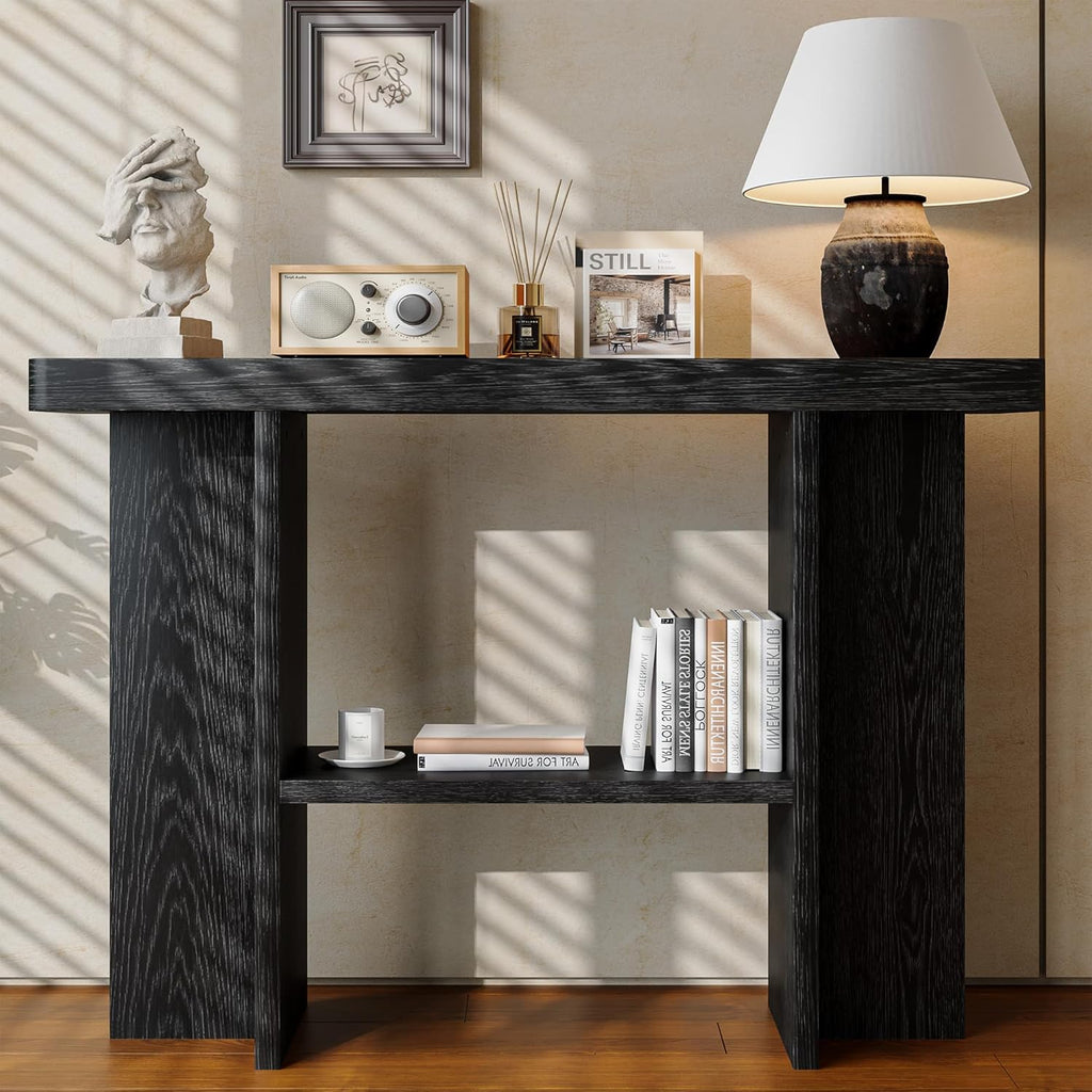 senlin Sofa Table, 47 Inch Console Table, Narrow Entryway Table for Hallway, Behind The Couch, Living Room, Foyer, Easy Assembly(Black)