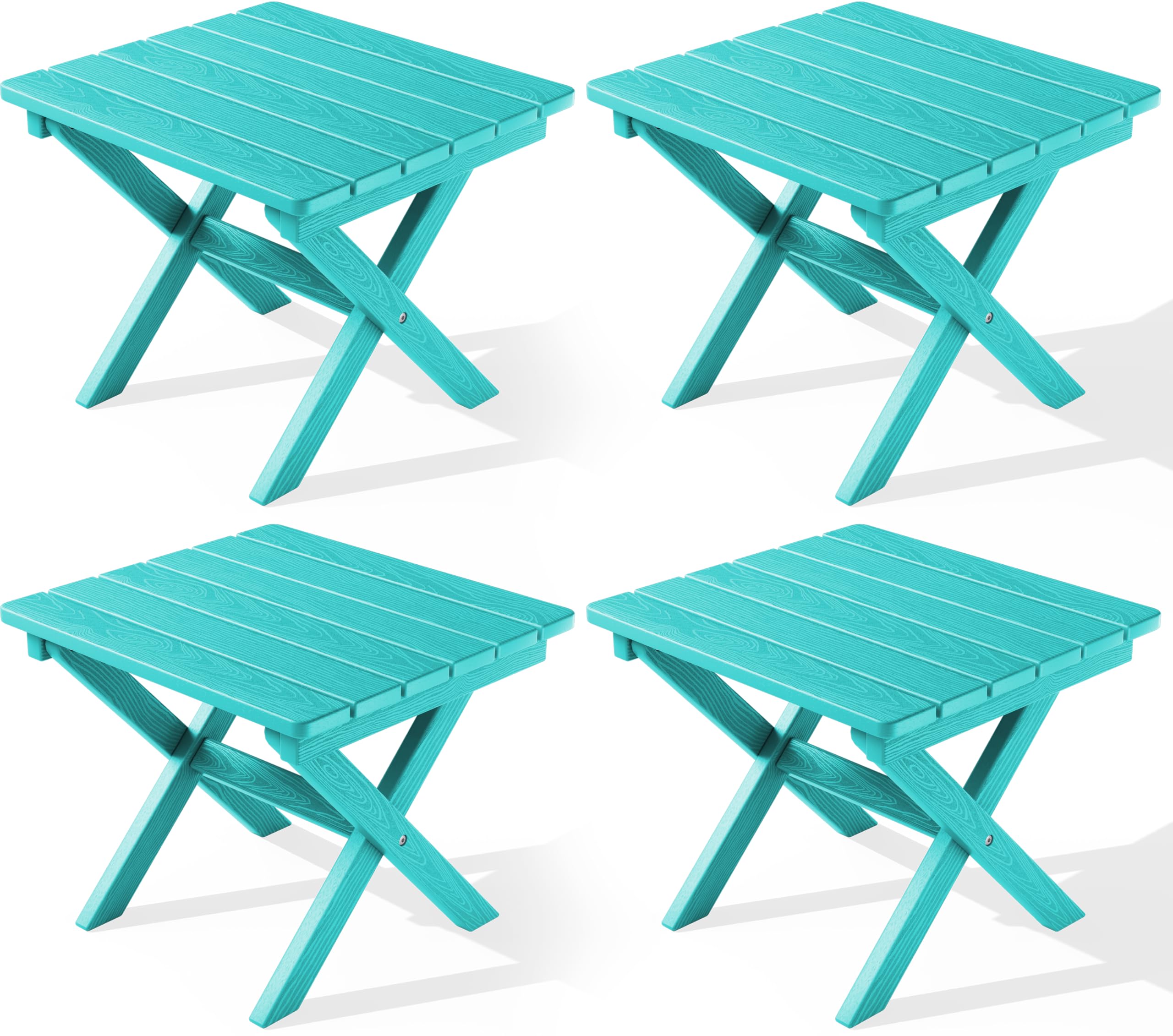 SERWALL Folding Adirondack Side Table, Portable Small Outdoor Table, Weather Resistant Outdoor End Table for Camping and Garden, Navy