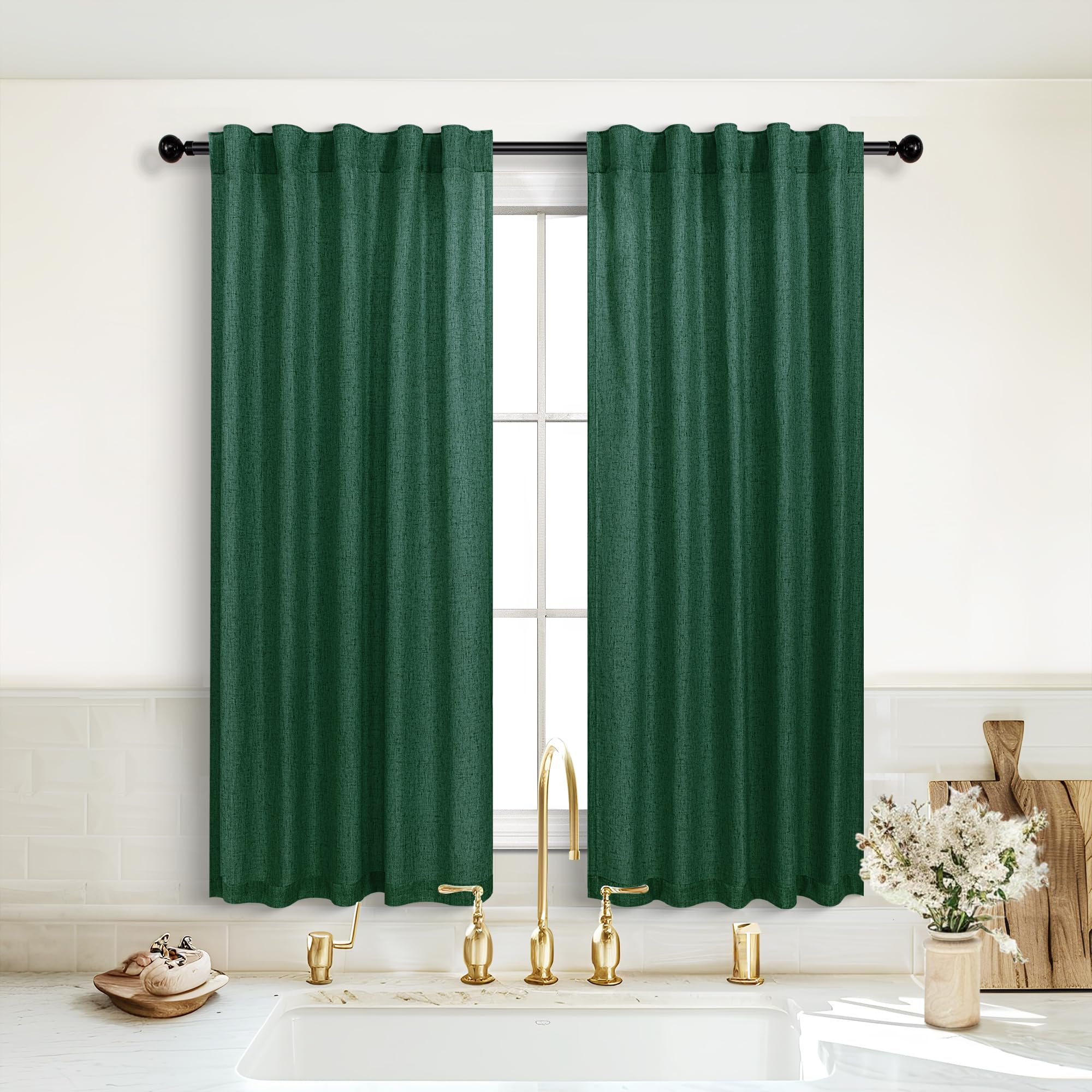 KOUFALL 92 Inch Curtains for Living Room 2 Panels Set,Light Filtering Farmhouse Boho Linen Semi Sheer Curtain Drapes 92 Inches Long for Bedroom,Cream Ivory