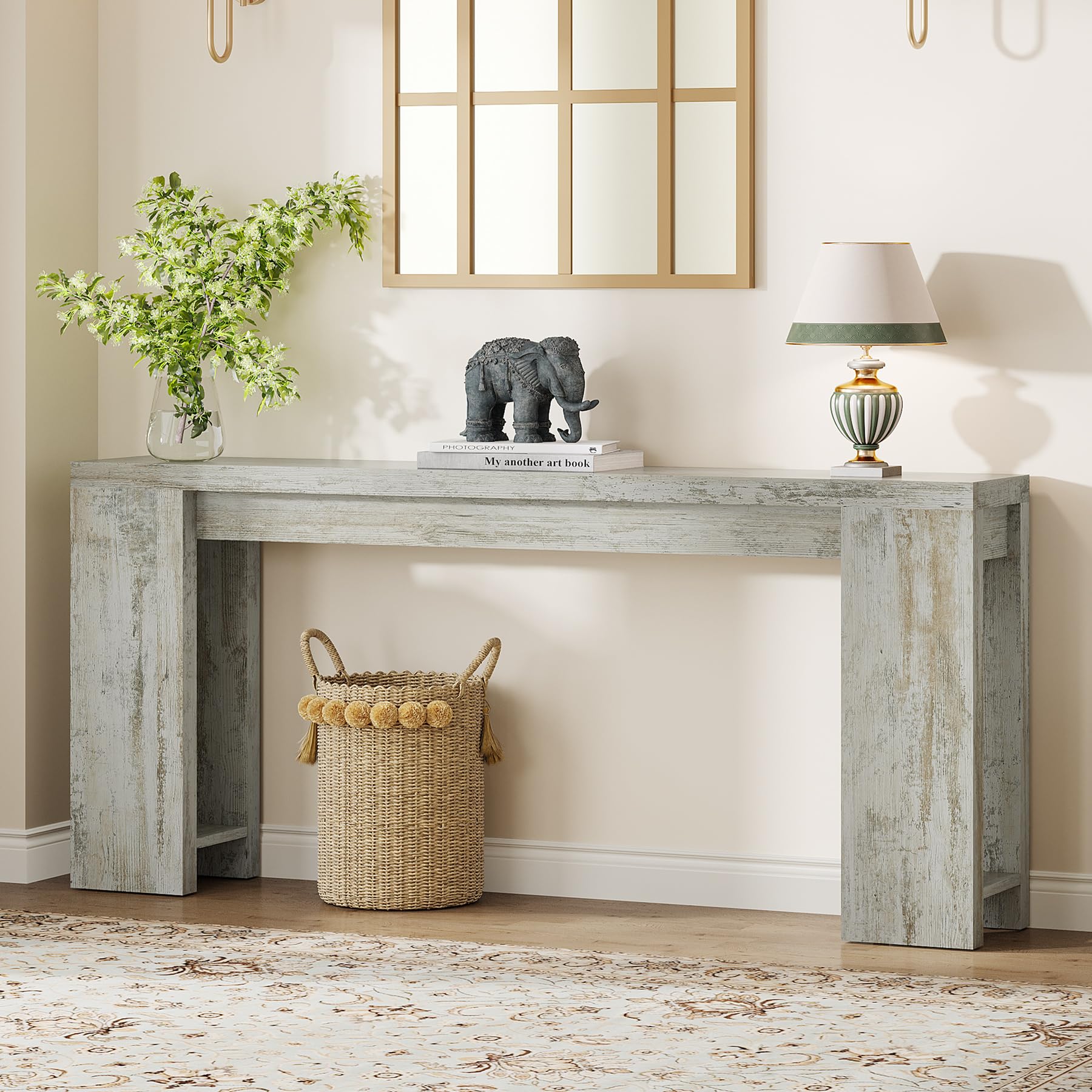 Tribesigns 70.9-Inch Extra Long Console Table, Farmhouse Wood Sofa Table Behind Couch, Narrow Entryway Accent Table for Living Room, Hallway, Entrance, Foyer, Light Oak Brown