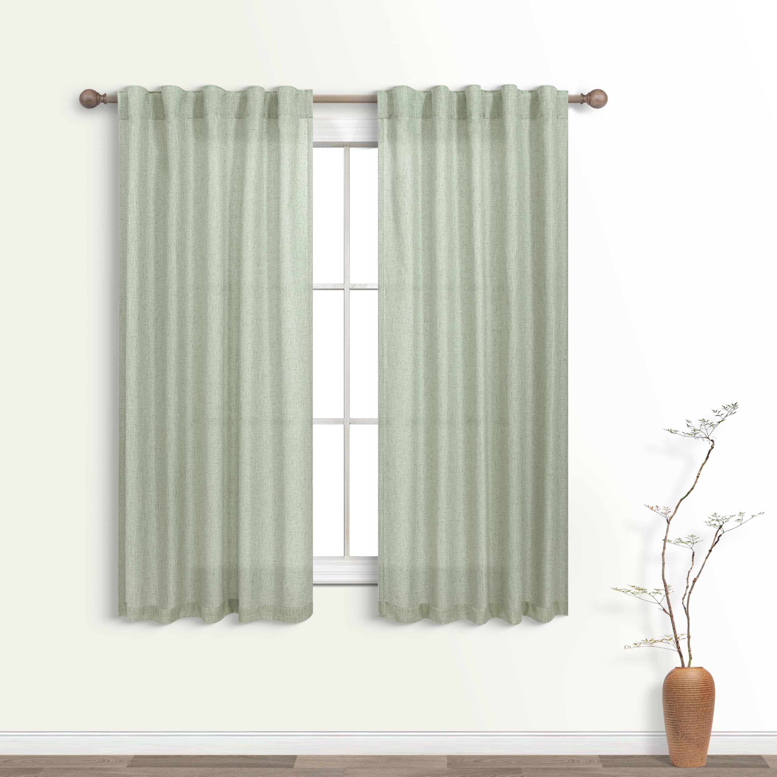 KOUFALL 92 Inch Curtains for Living Room 2 Panels Set,Light Filtering Farmhouse Boho Linen Semi Sheer Curtain Drapes 92 Inches Long for Bedroom,Cream Ivory