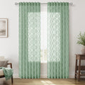 108" Beige Linen Sheer Curtains, 2 Panels, Tuft Pattern for Living Room & Bedroom