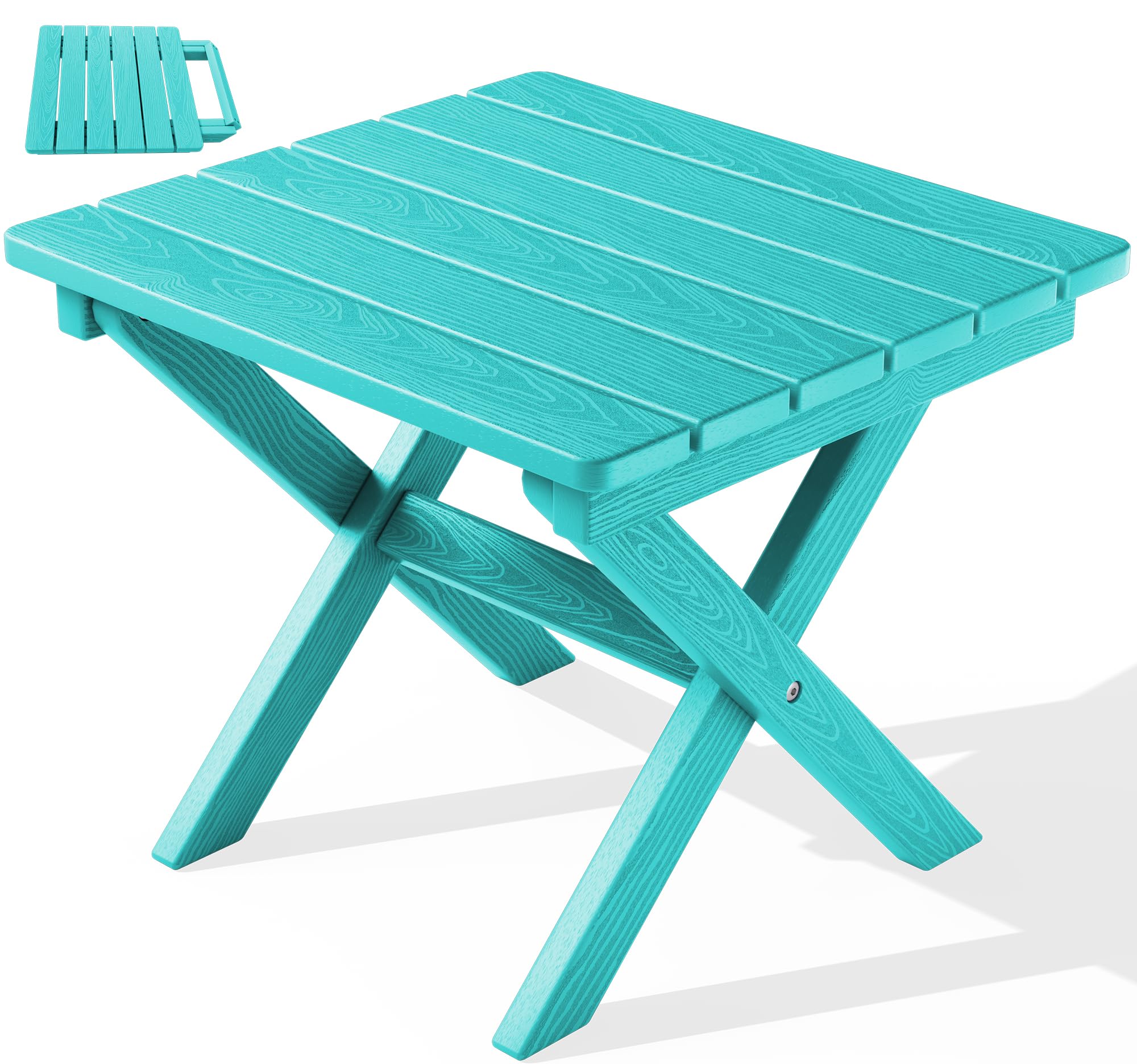 SERWALL Folding Adirondack Side Table, Portable Small Outdoor Table, Weather Resistant Outdoor End Table for Camping and Garden, Navy