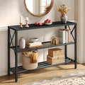 Hoctieon Industrial Console Table, 3 Tier Entryway Table, Hallway Table, Narrow Sofa Table with Shelves, Entrance Table for Entryway, Living Room, Foyer, Hallway, Office, Rustic Brown&Black